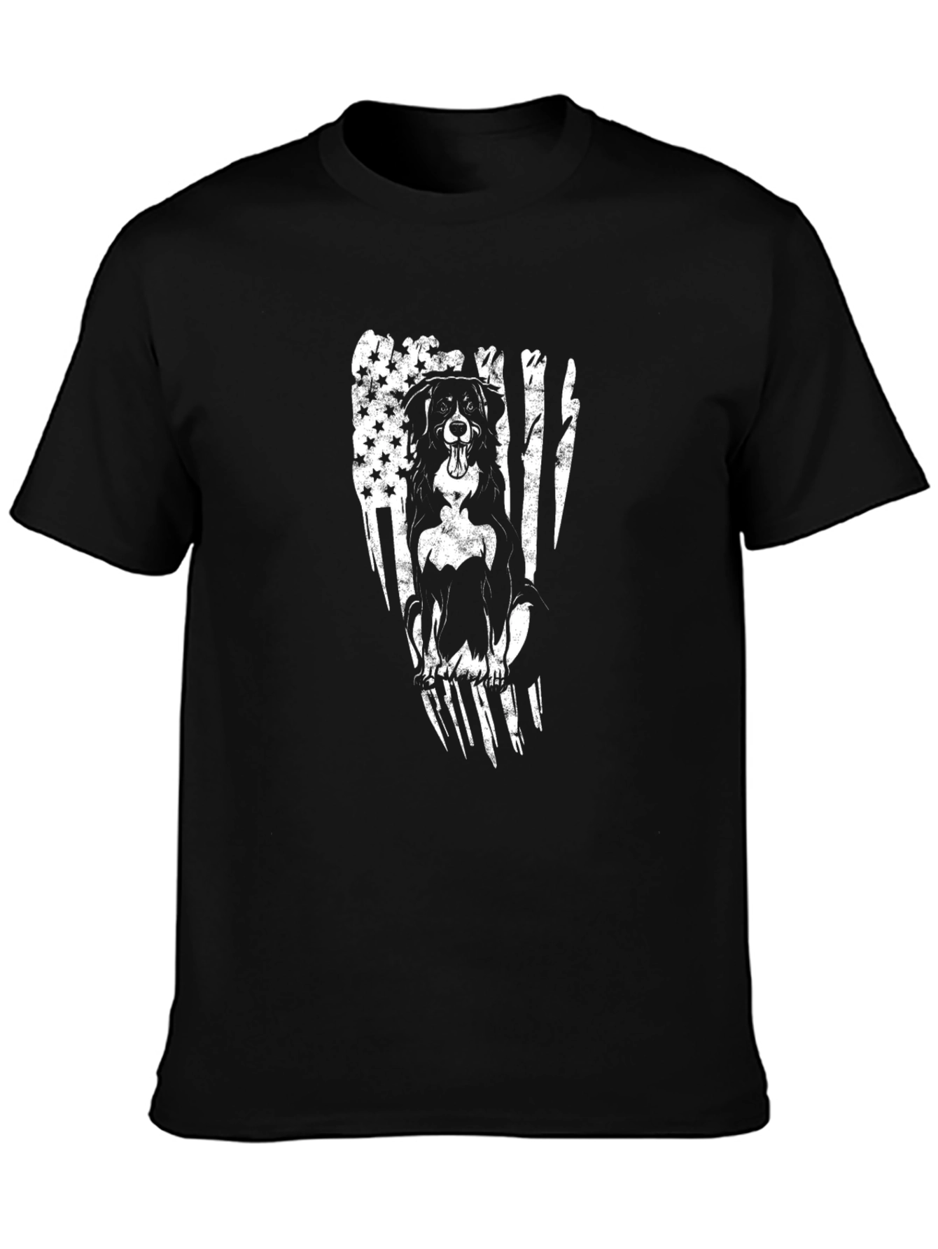 Black Patriotic Dog American Flag T-Shirt view 3