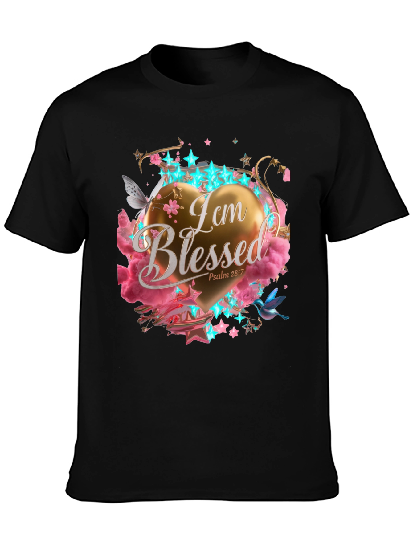 Black I am Blessed T-Shirt view 3