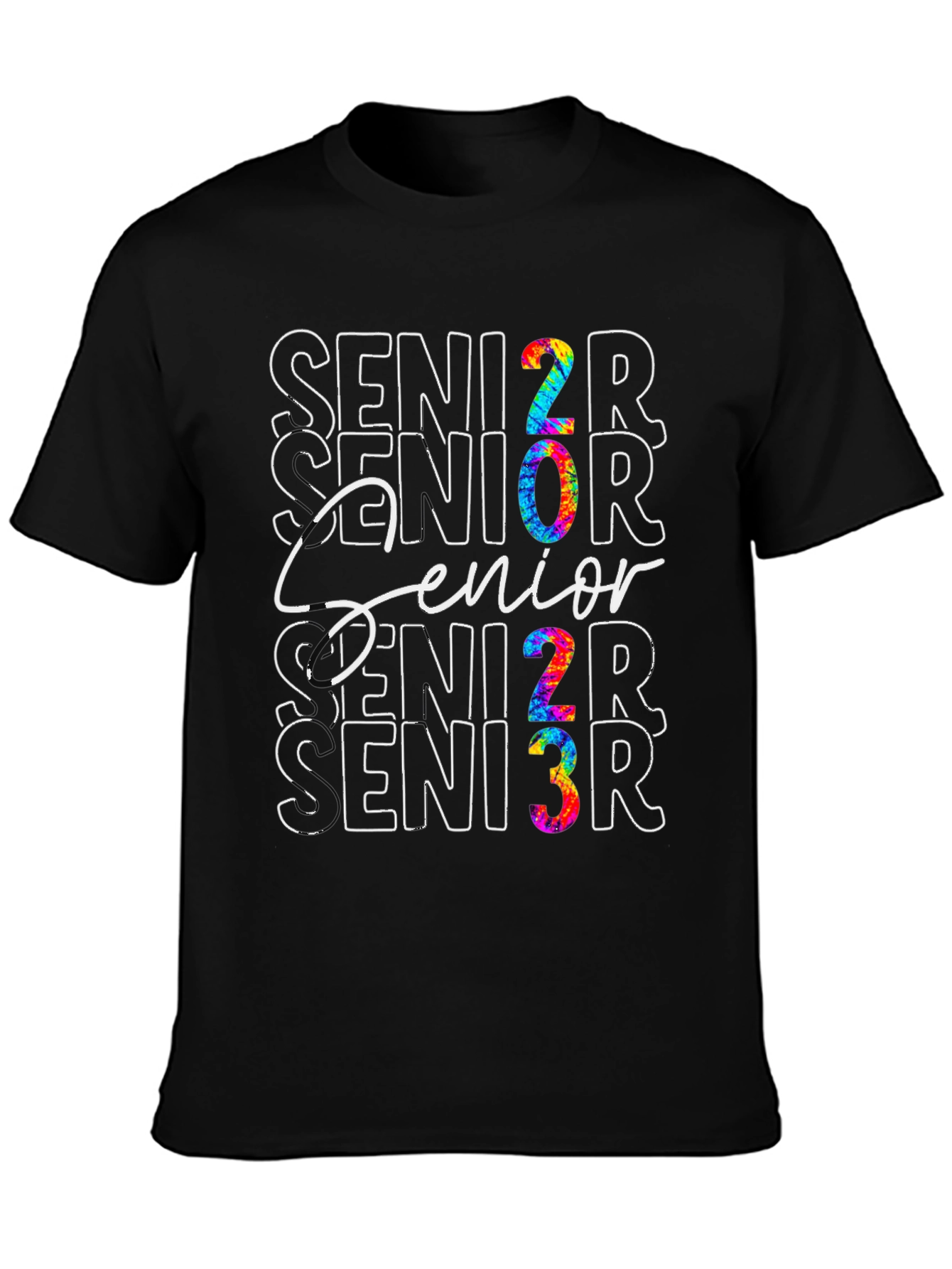 Black Senior 2023 Tie-Dye Graphic T-Shirt view 3