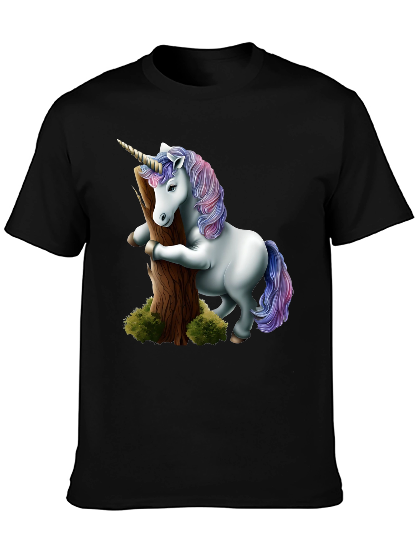 Unicorn Hugging Tree Black T-Shirt - 3