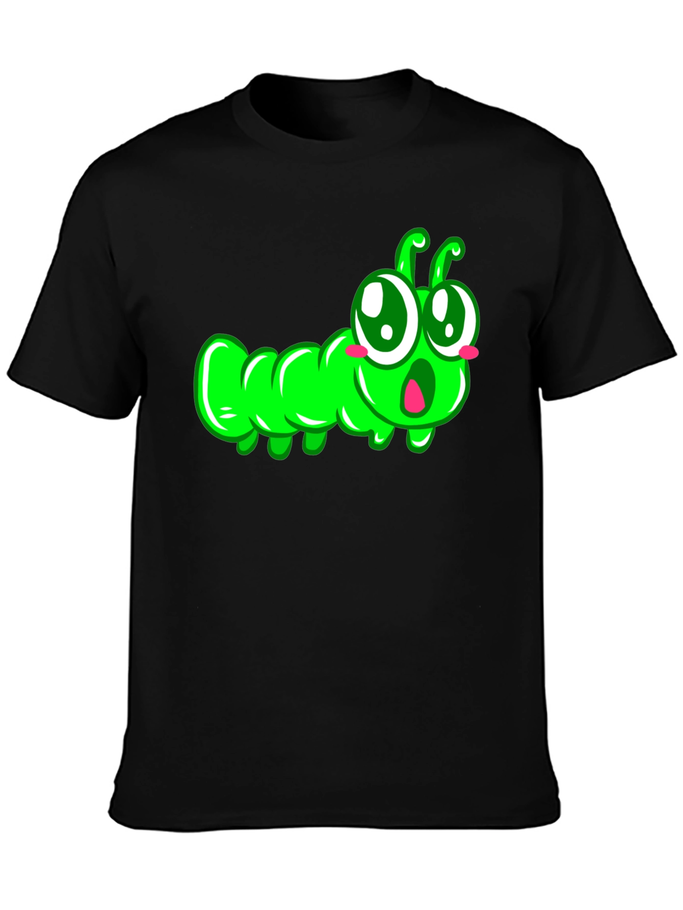 Black Cute Cartoon Caterpillar T-Shirt view 3