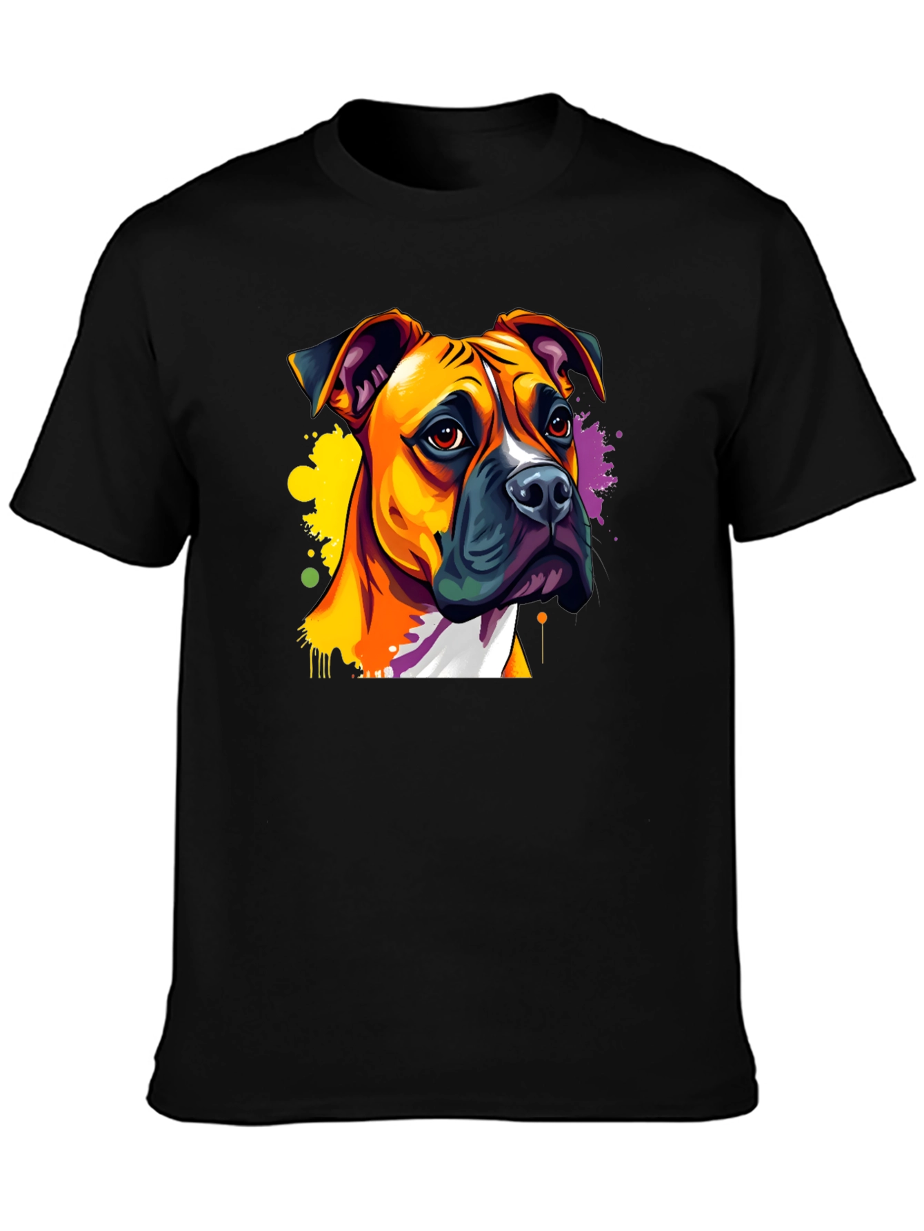 Black Dog Art T-Shirt - Boxer Breed view 3