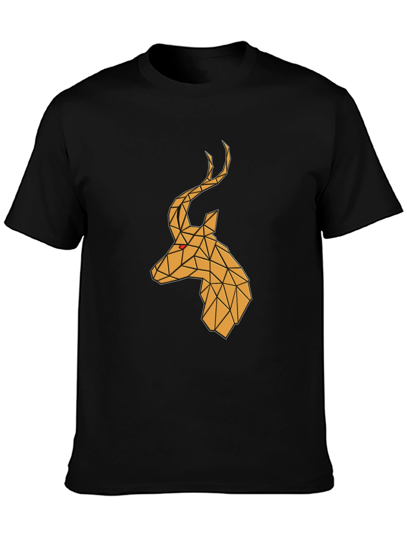 Geometric Deer Head Graphic Tee - Black - 3