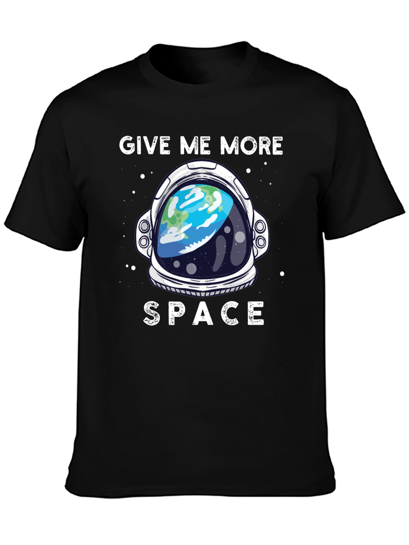 Black Give Me More Space T-Shirt - Astronaut Helmet Earth Design view 3