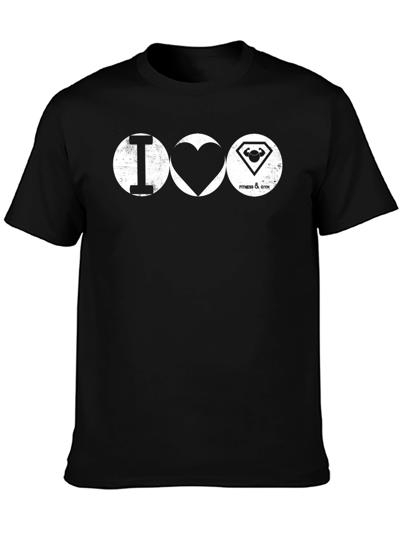 Black I Love Fitness & Gym T-Shirt view 3