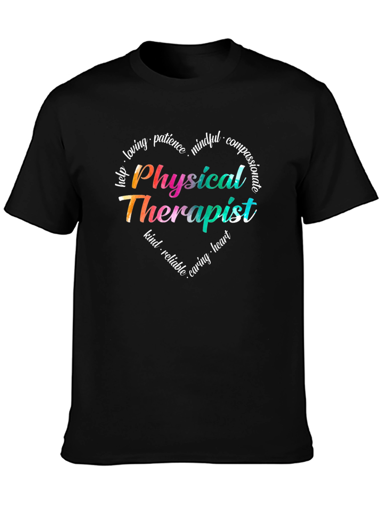 Black Physical Therapist Heart Graphic T-Shirt view 3
