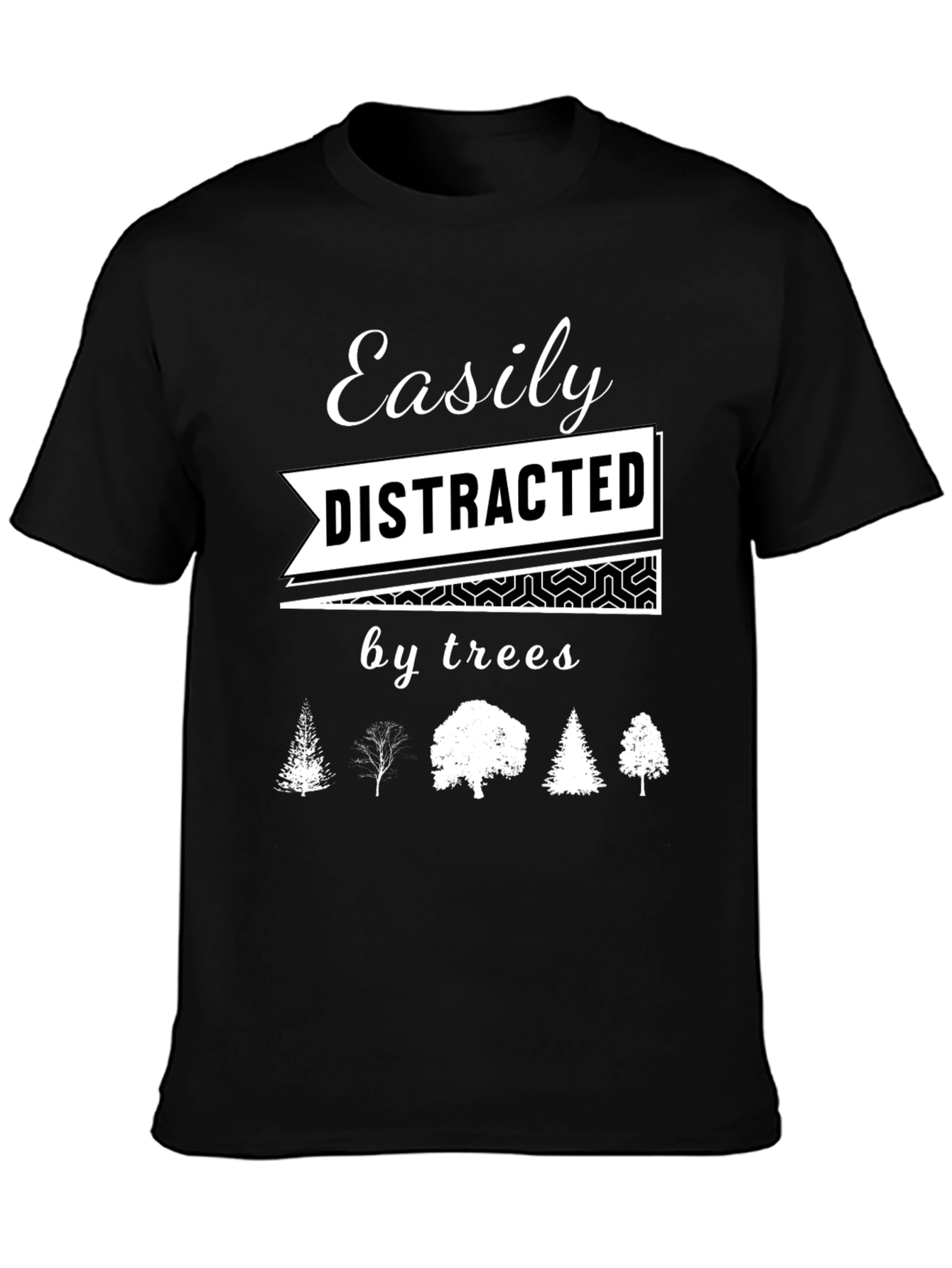 Black Easily Distracted by Trees Graphic T-Shirt view 3