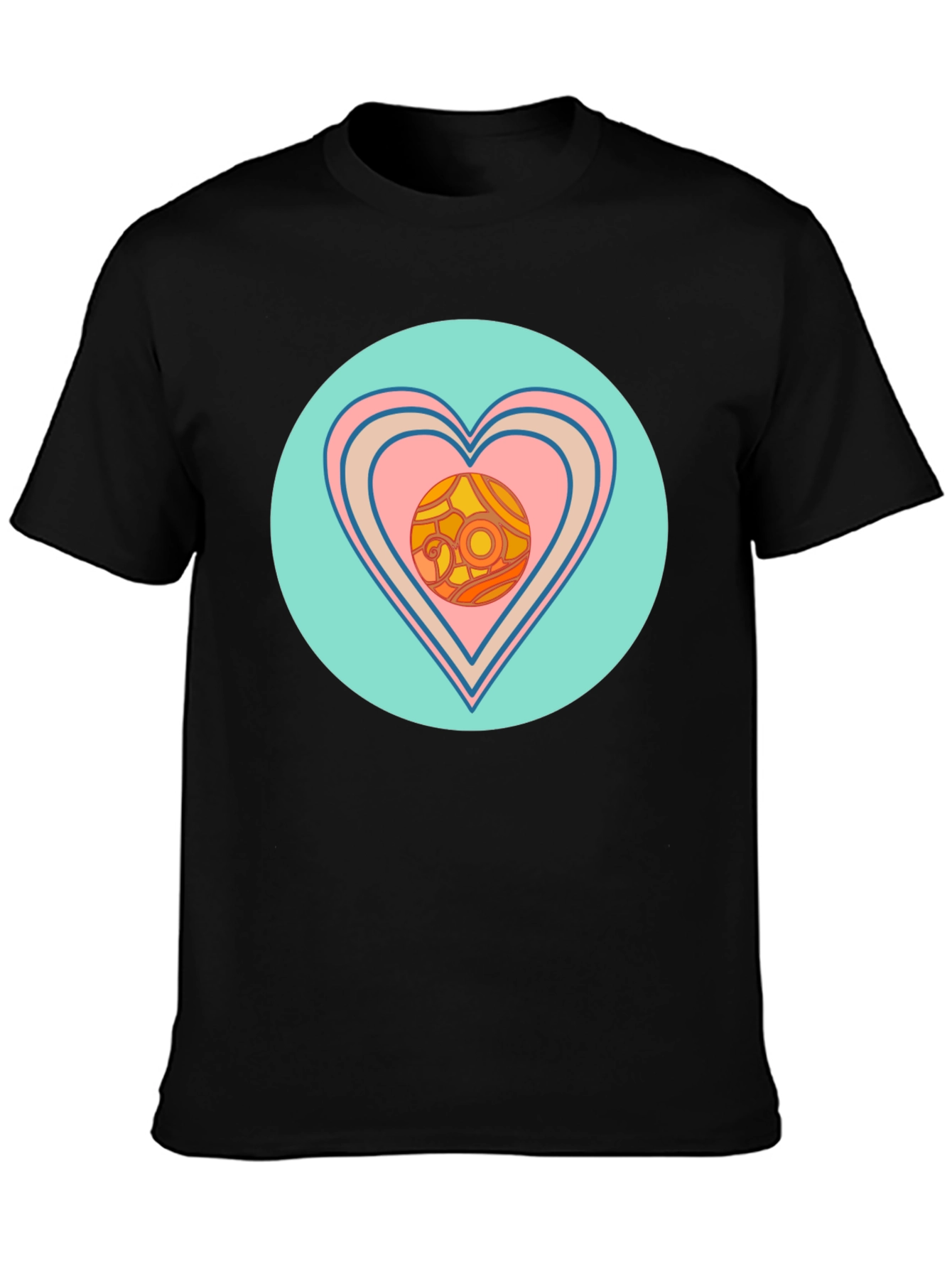 Black Retro Heart Graphic T-Shirt - Black view 3