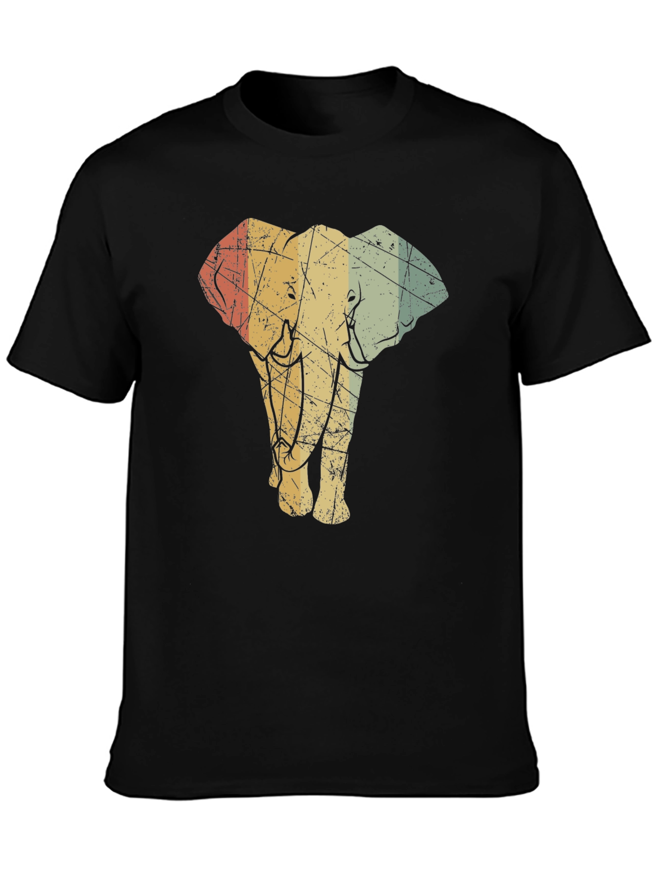 Black Vintage Elephant Graphic Tee - Unisex Black T-Shirt view 3