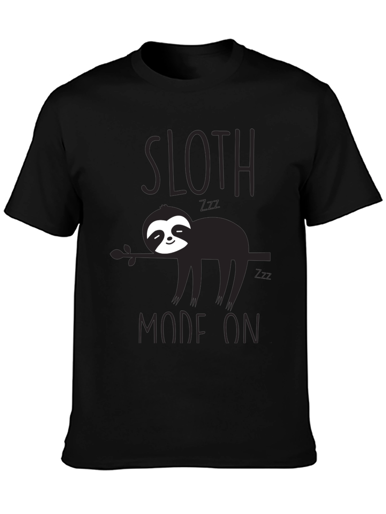 Black Sloth Mode On Black T-Shirt view 3