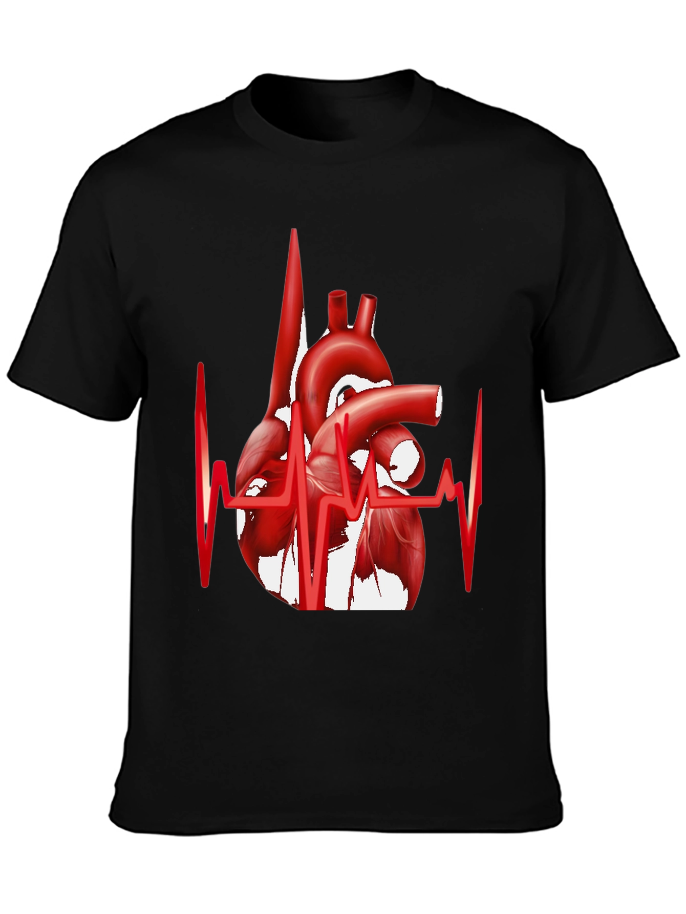 Black Anatomical Heartbeat Graphic Tee - Stylish Medical Apparel view 3