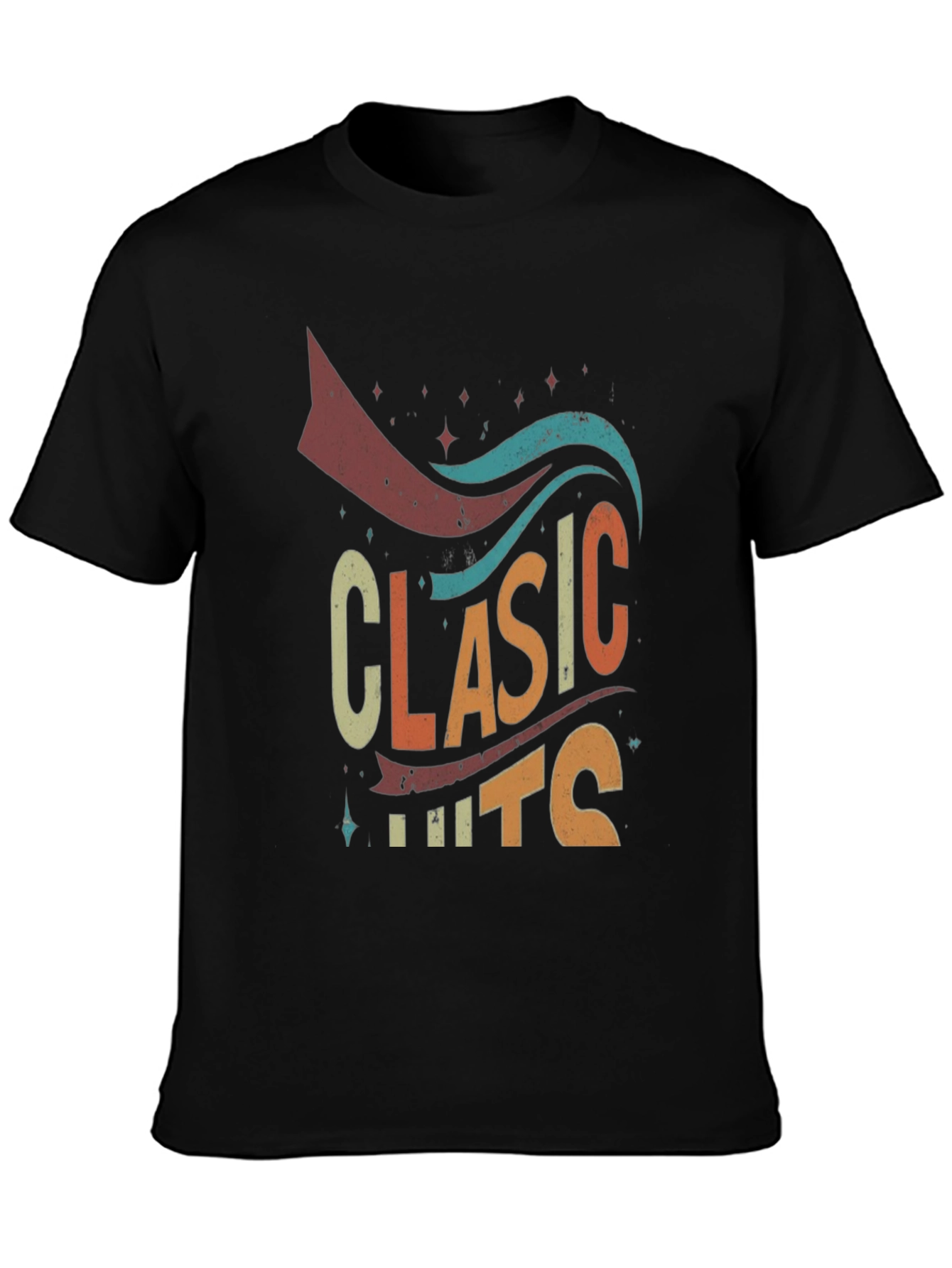 Black Classic Hits Retro Graphic T-Shirt view 3