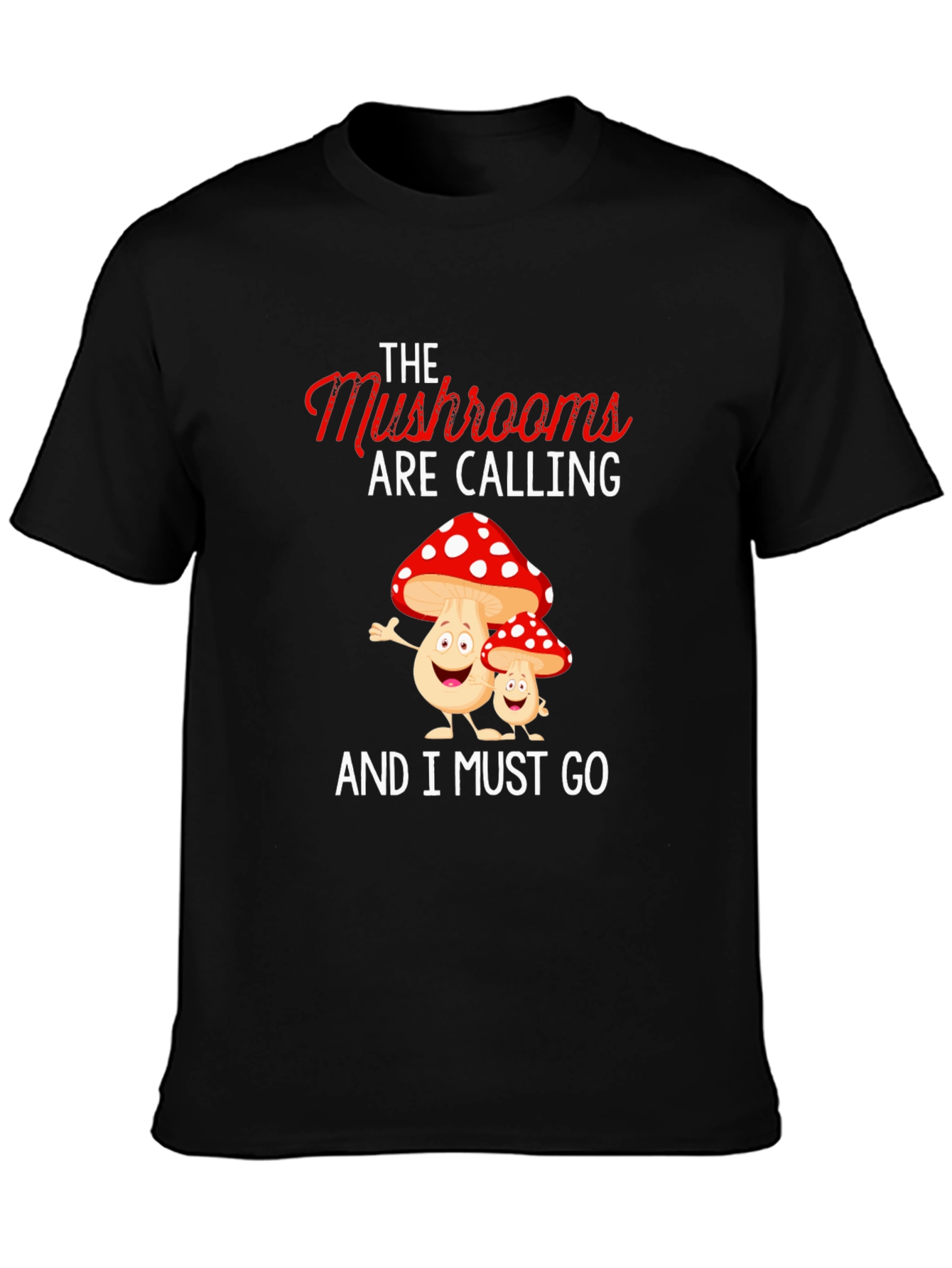 Black Mushroom Calling T-Shirt view 3