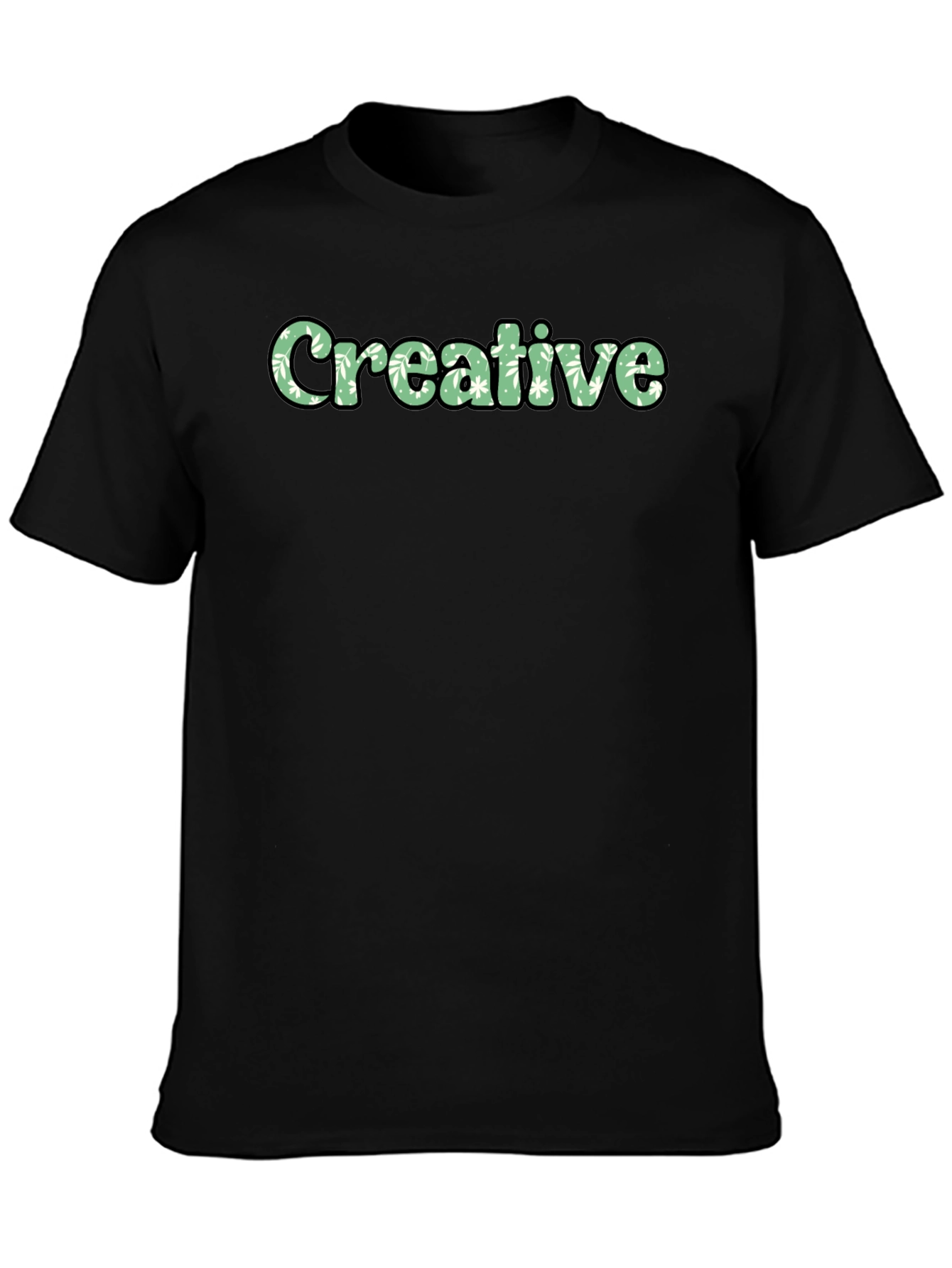 Black Creative Graphic Tee - Black Cotton T-Shirt view 3