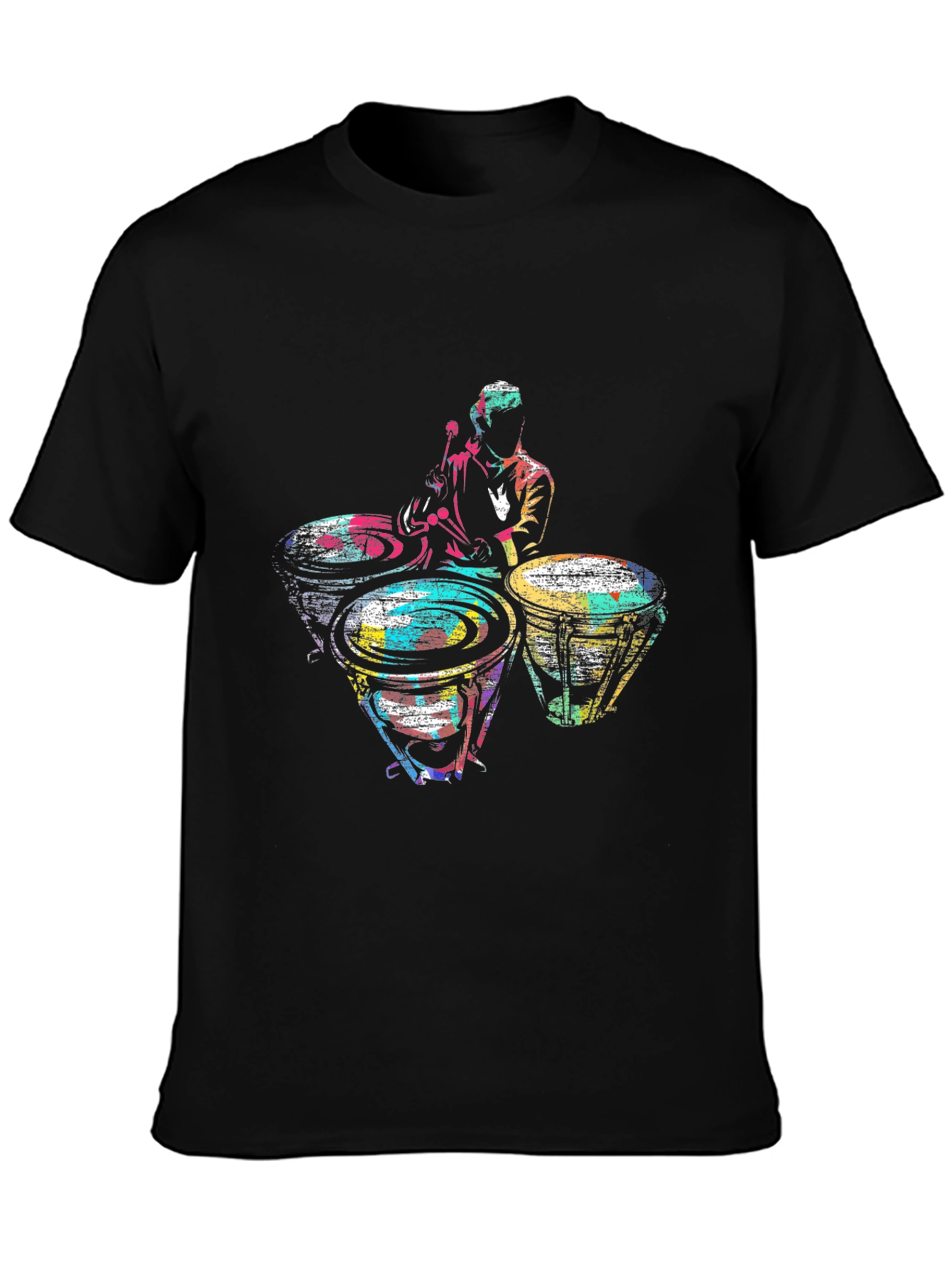 Black Colorful Drums Graphic Tee view 3