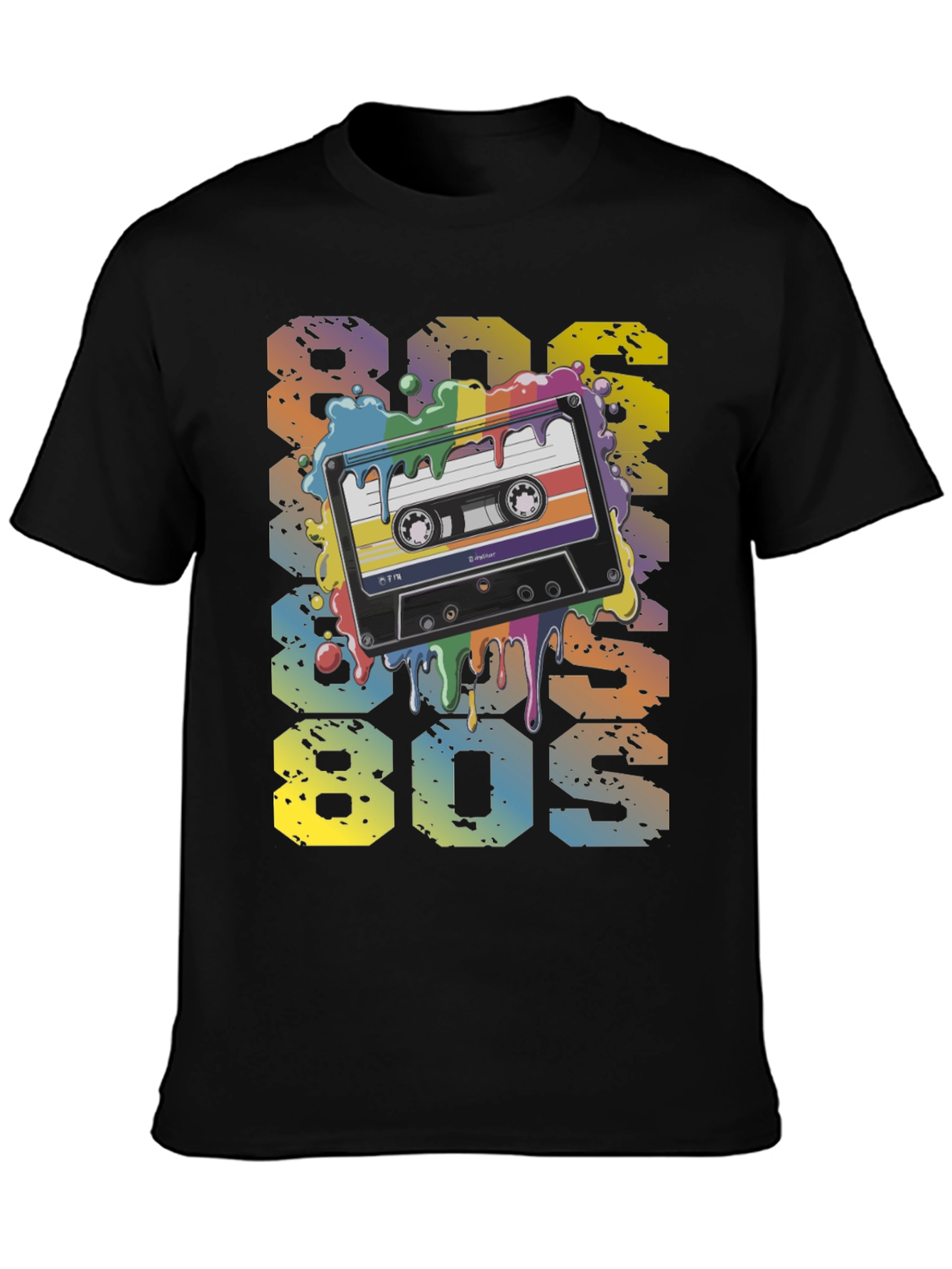 Black Retro 80s Cassette Tape Graphic T-Shirt view 3