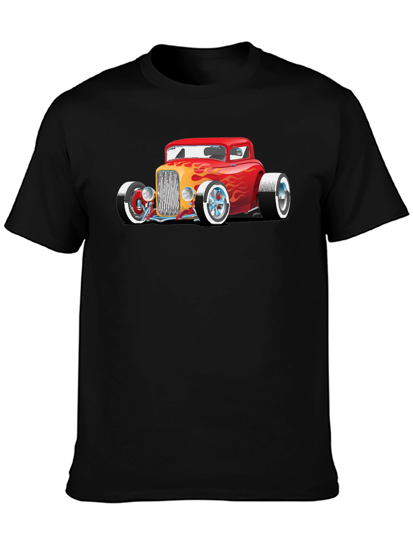 Black Hot Rod Car Graphic Tee - Classic Automotive Style view 3