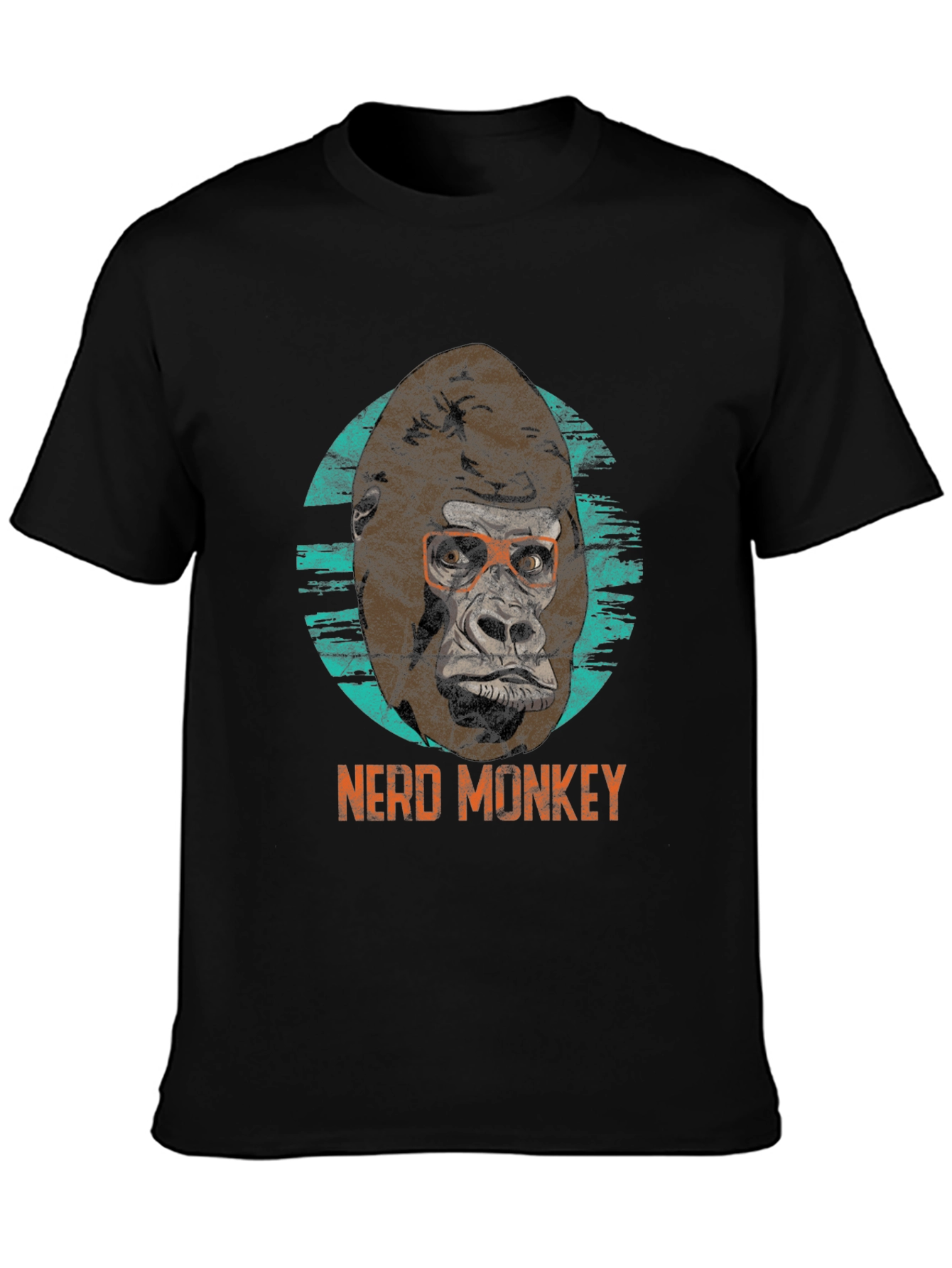 Black Nerd Monkey Graphic Tee - Black T-Shirt view 3
