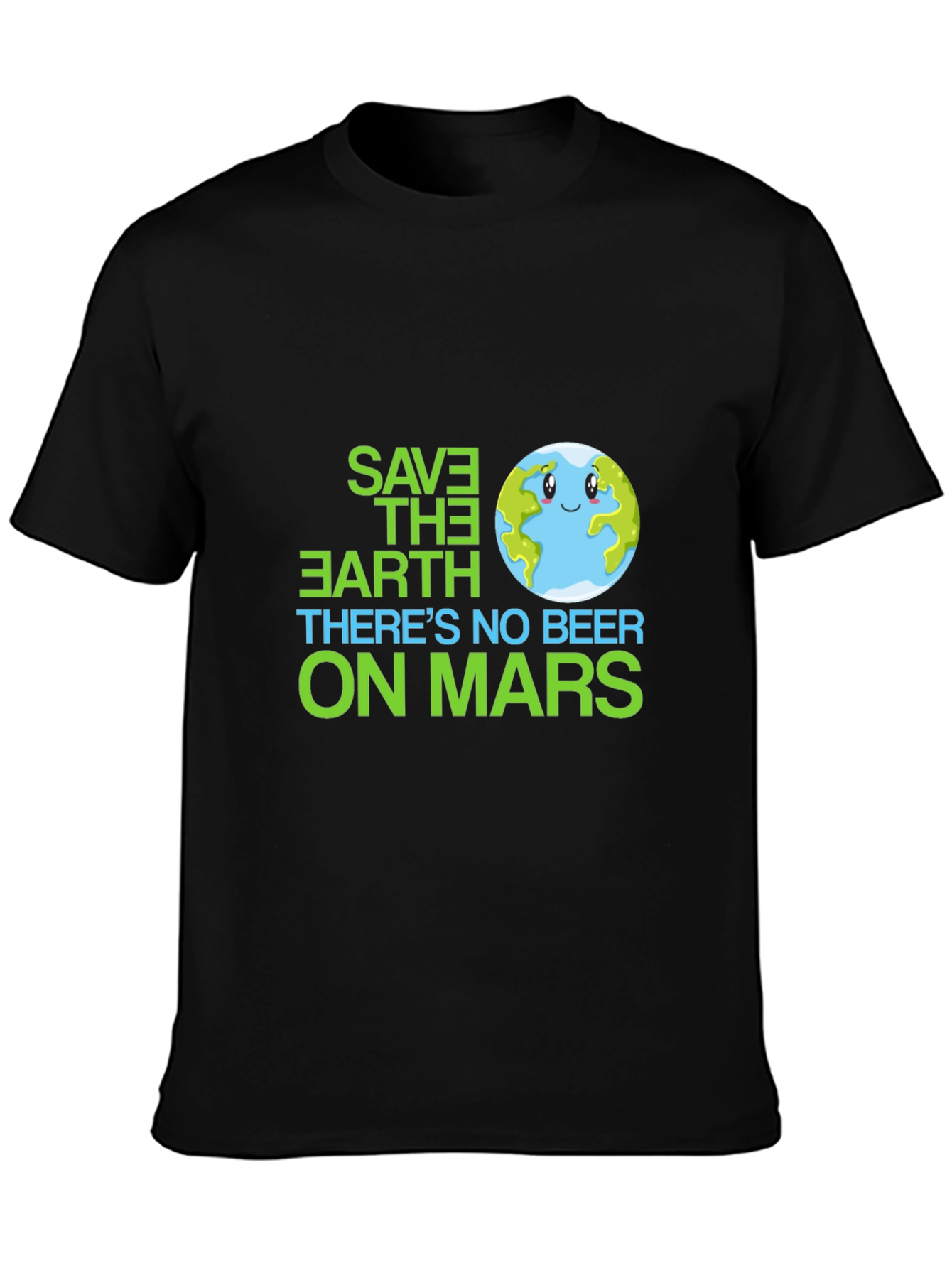 Black Save the Earth T-Shirt - No Beer on Mars view 3