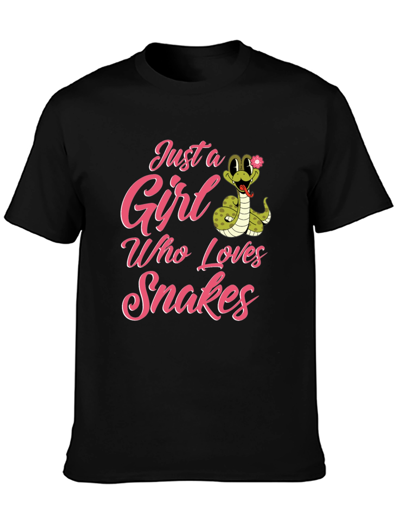 Black Just a Girl Who Loves Snakes T-Shirt view 3