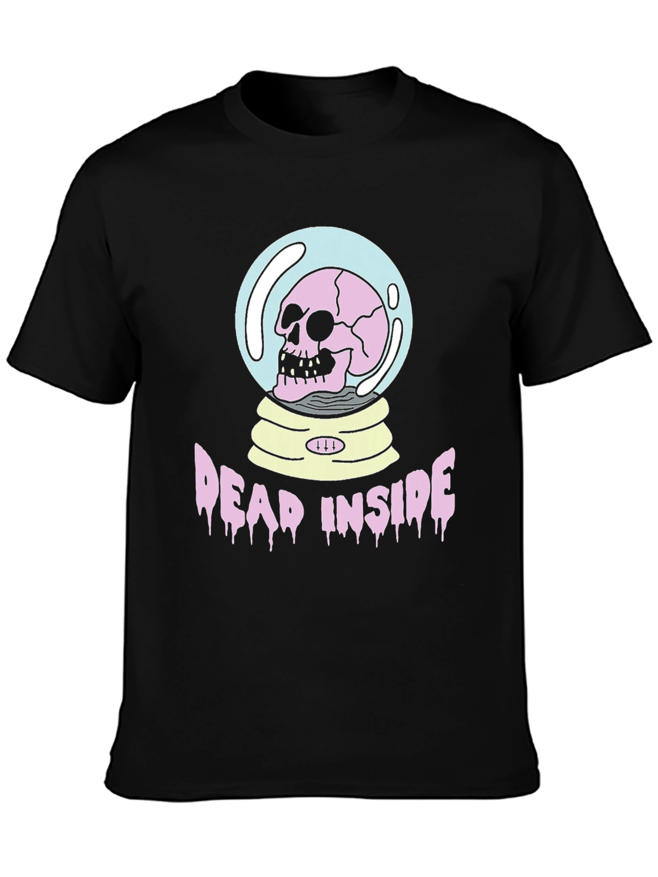 Black Dead Inside Graphic Tee - Skull in Snow Globe T-Shirt view 3