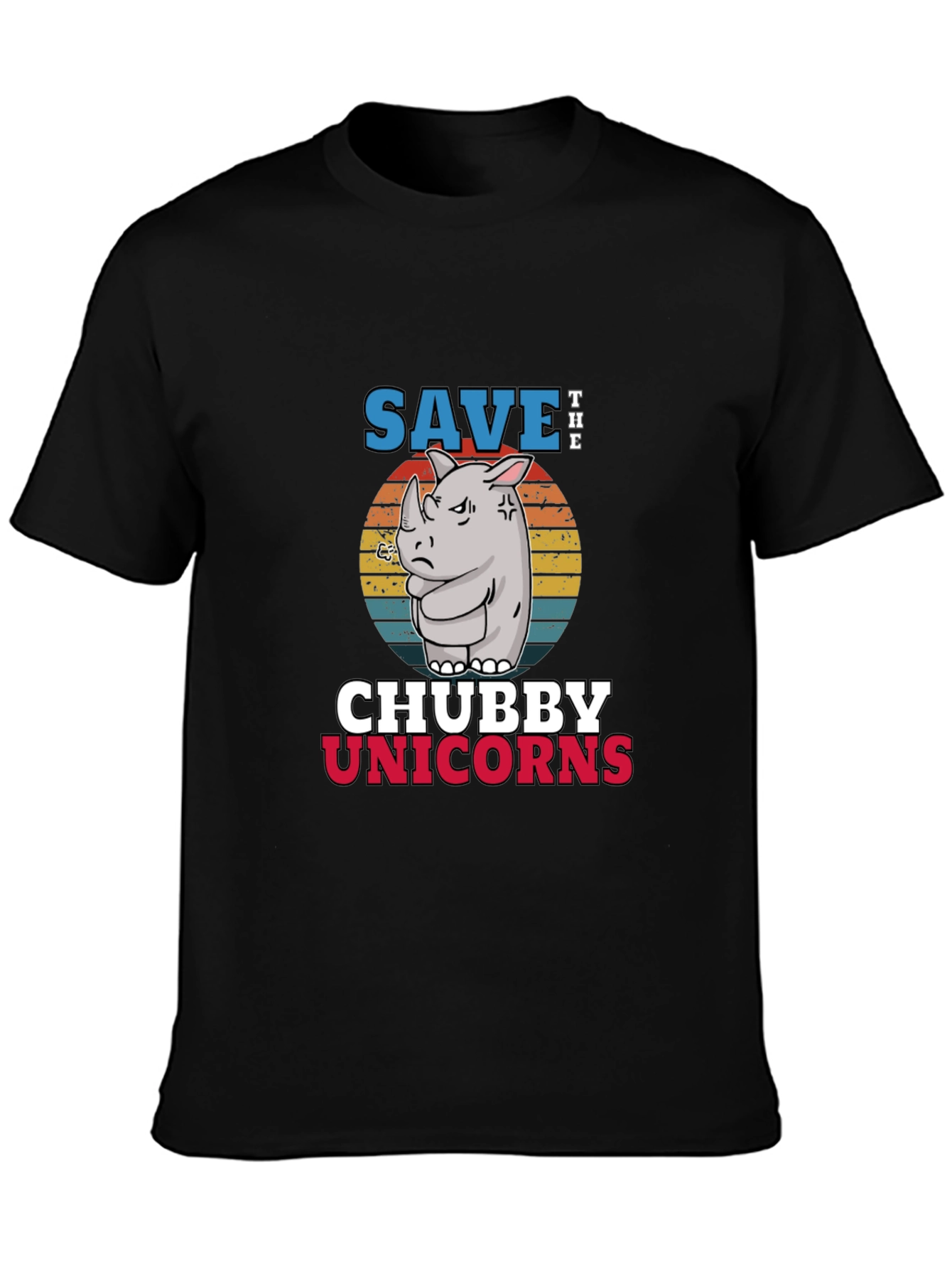 Black Save the Chubby Unicorns Black T-Shirt view 3