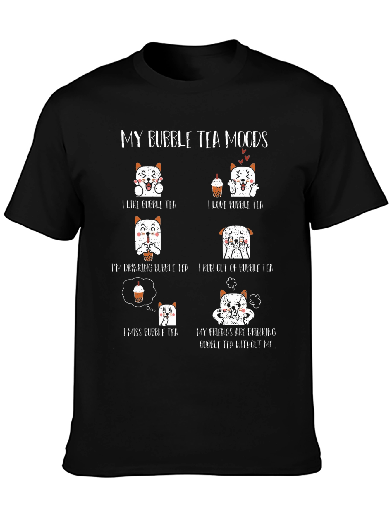 Black Bubble Tea Moods T-Shirt - Cute Graphic Tee view 3