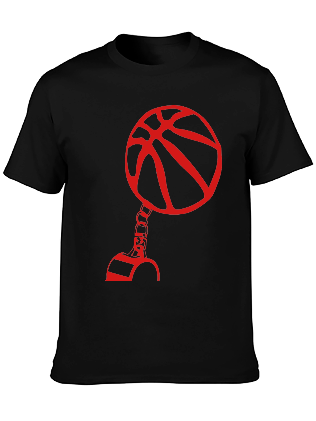 Black Red Basketball Graphic Print Black T-Shirt view 3