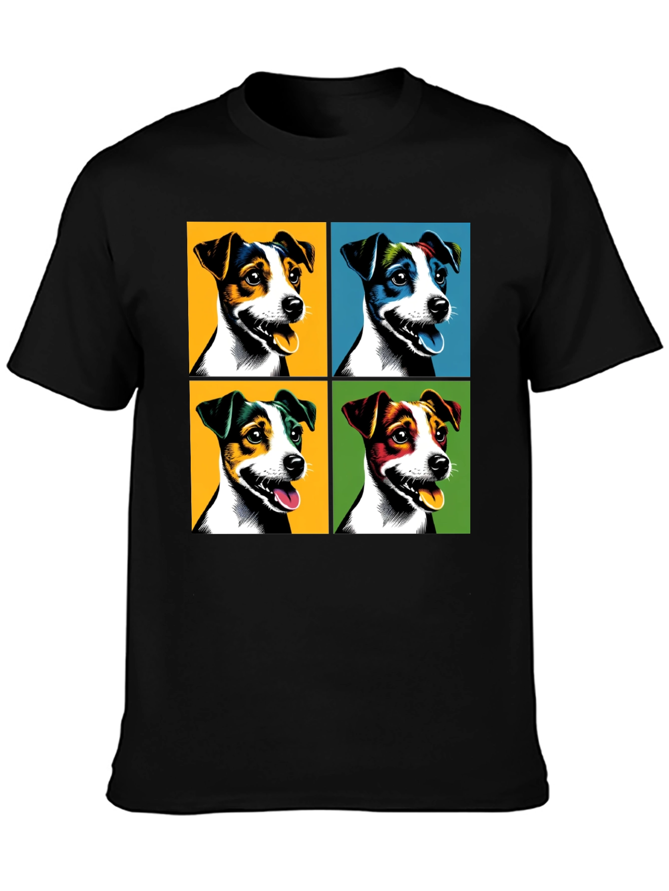 Black Pop Art Dog Portrait Tee - Unique Graphic T-Shirt view 3