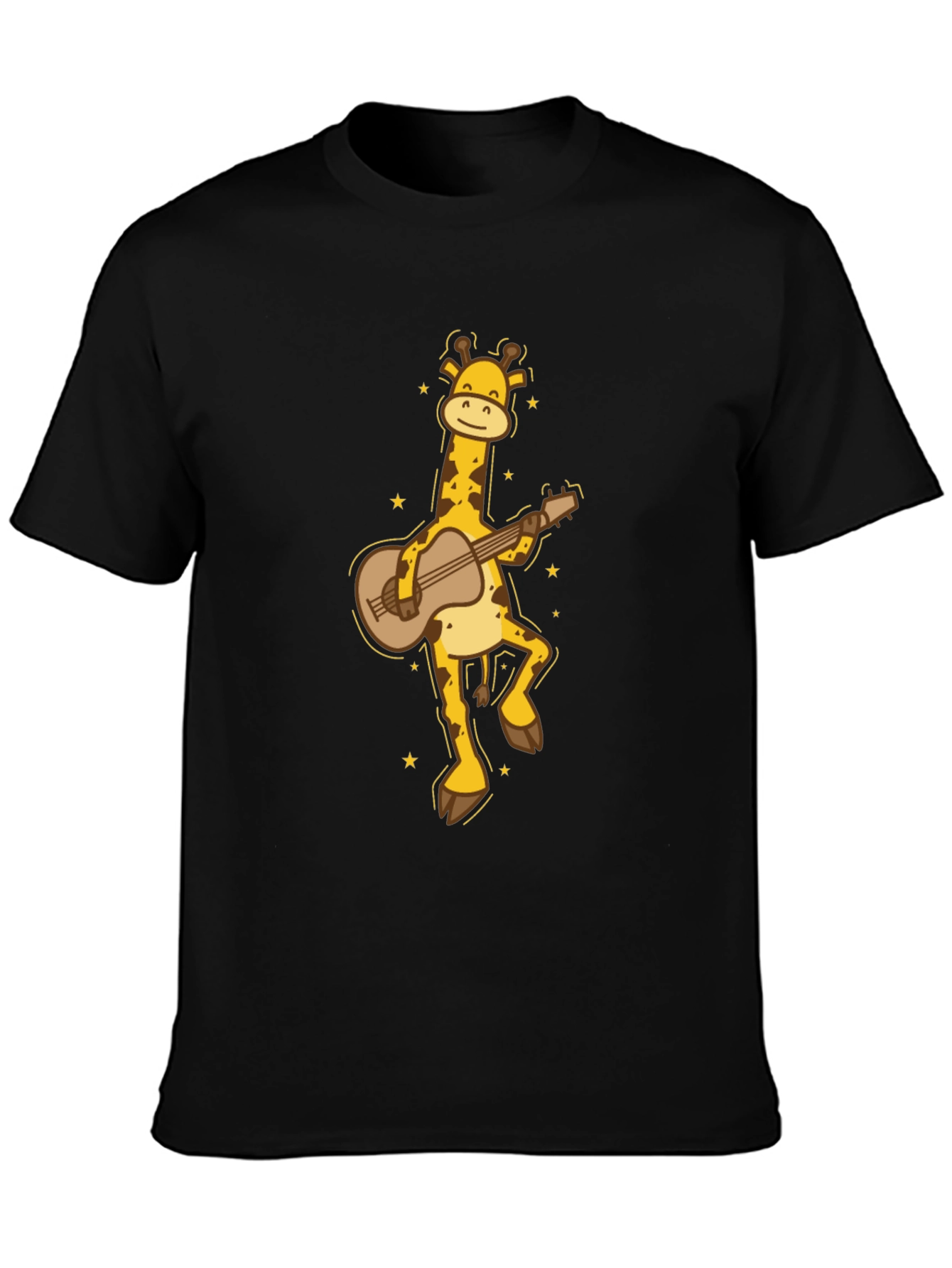 Black Guitar Giraffe Graphic Tee view 3