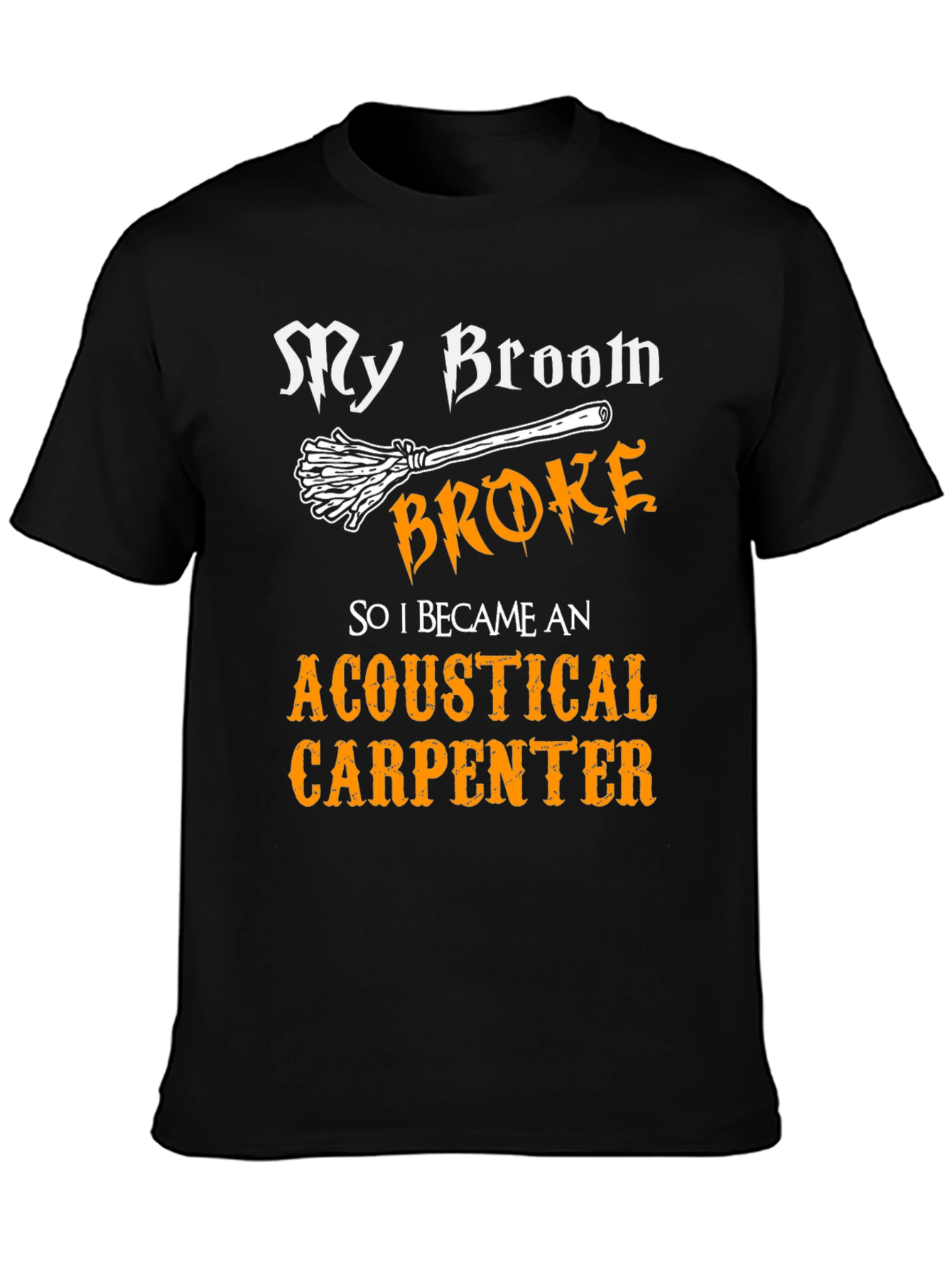 Black Funny Acoustical Carpenter T-Shirt view 3
