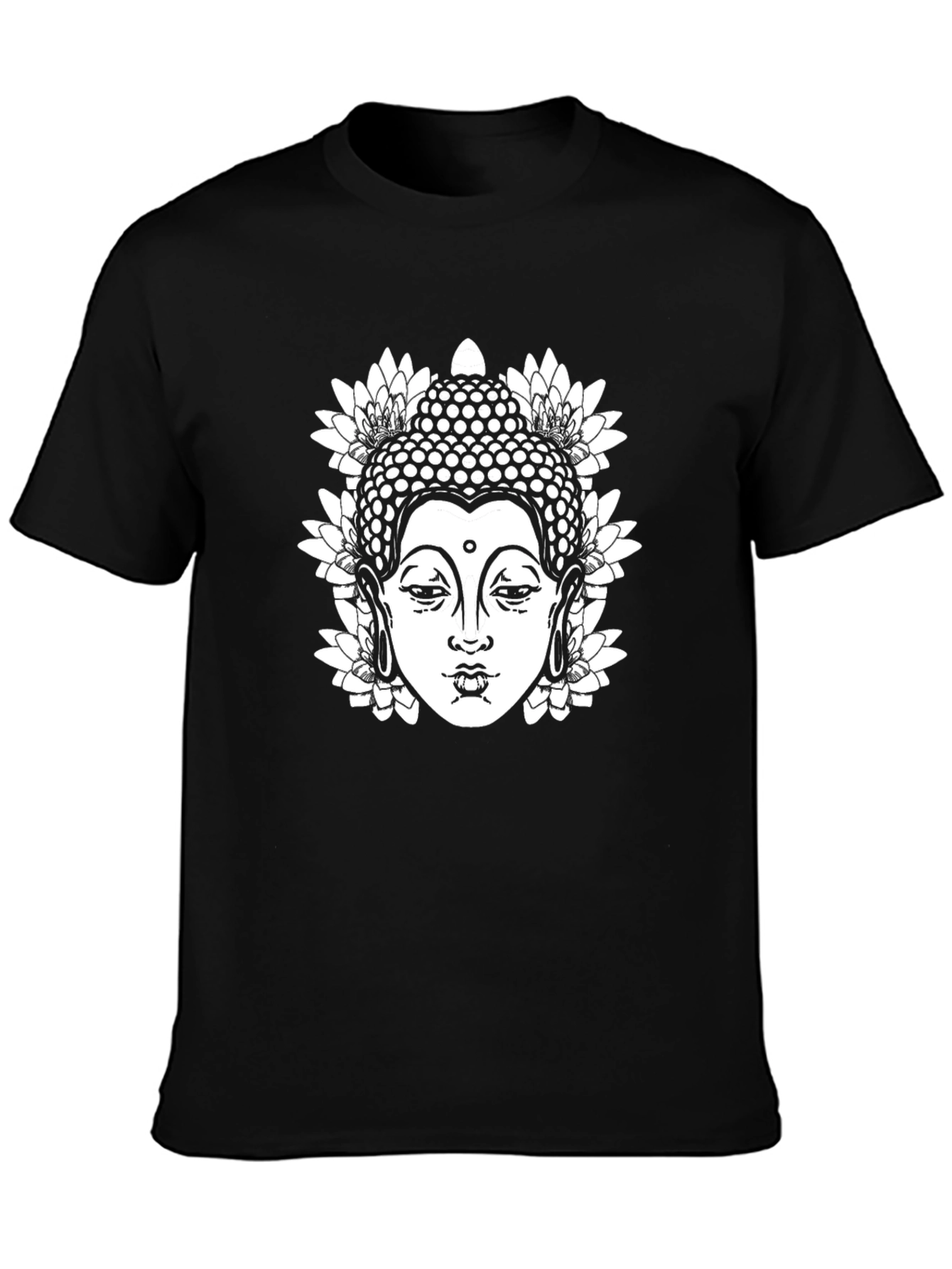 Black Buddha Lotus Graphic T-Shirt - Black view 3