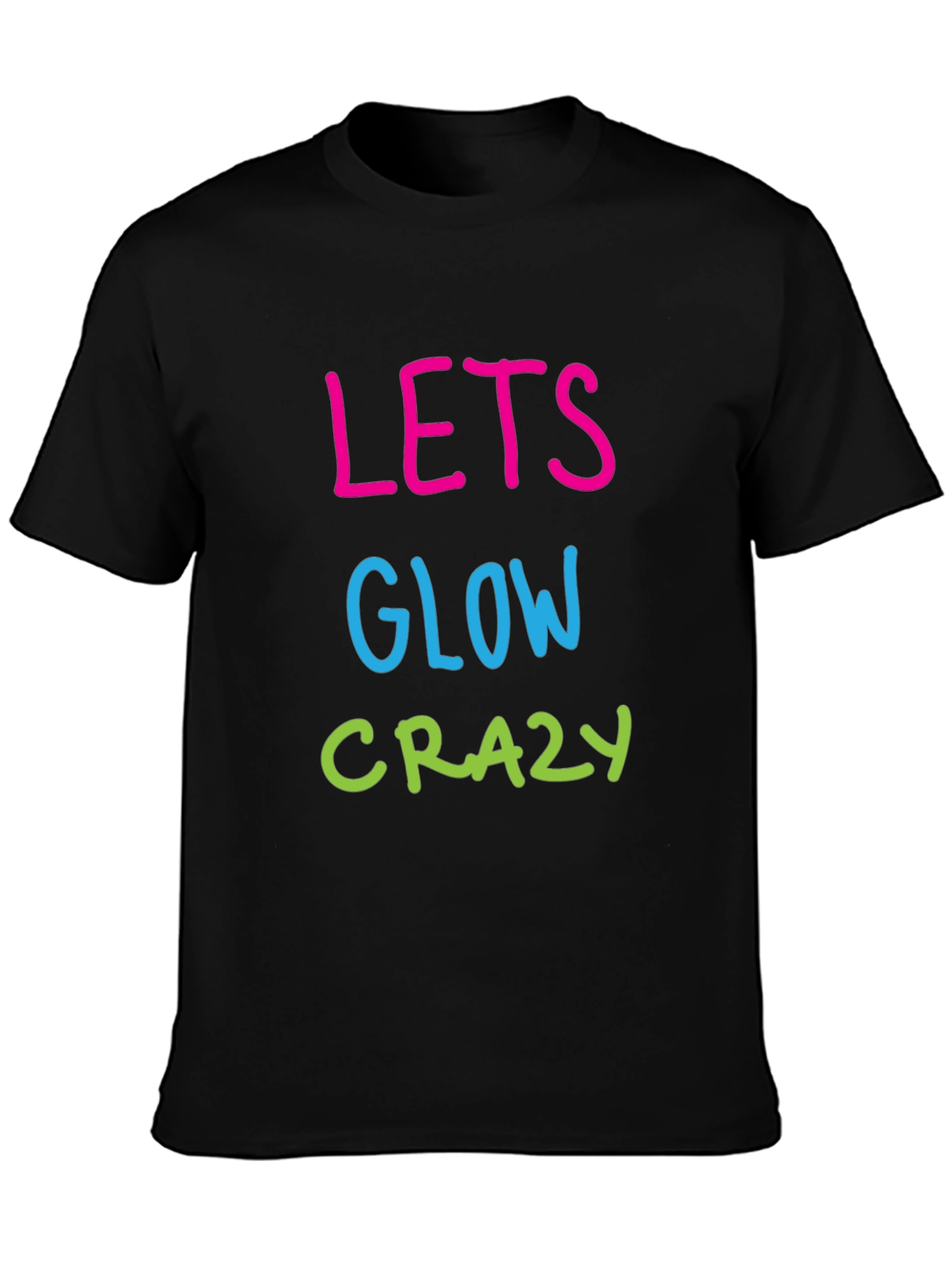 Black Lets Glow Crazy Graphic T-Shirt - Men's Black Tee view 3