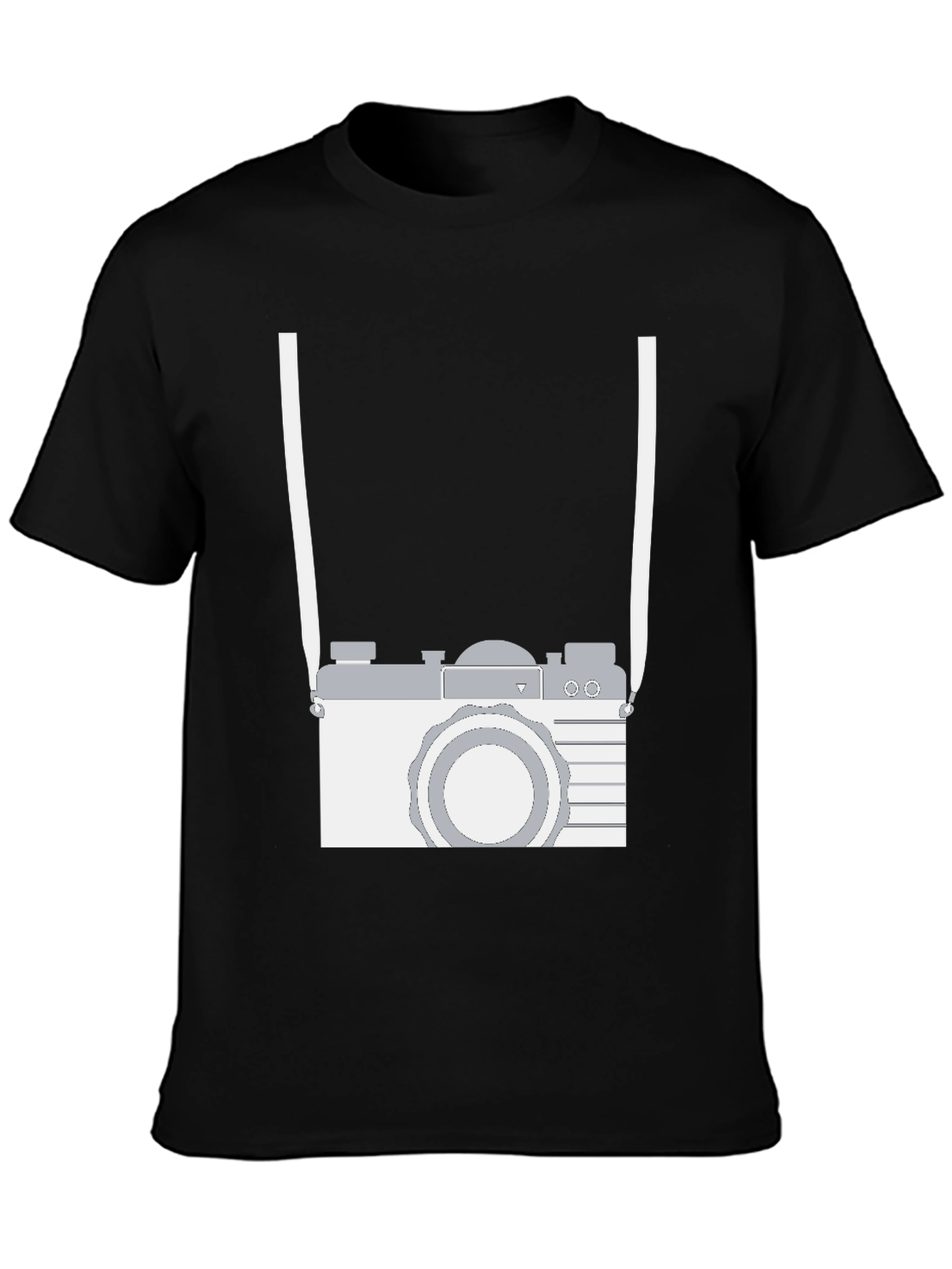 Black Retro Camera Graphic Tee - Black Cotton Casual Shirt view 3