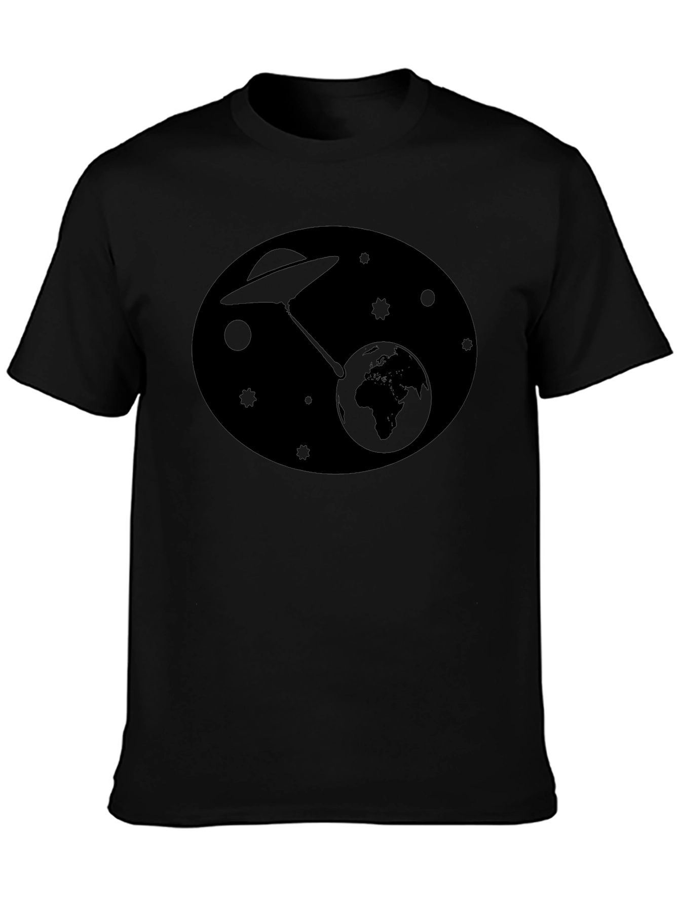 Black UFO Abduction Graphic Black T-Shirt view 3