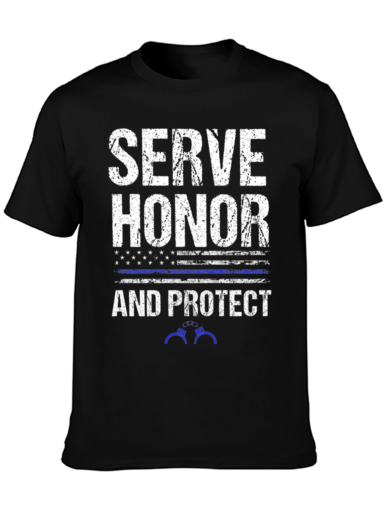 Black Serve Honor Protect Police T-Shirt view 3