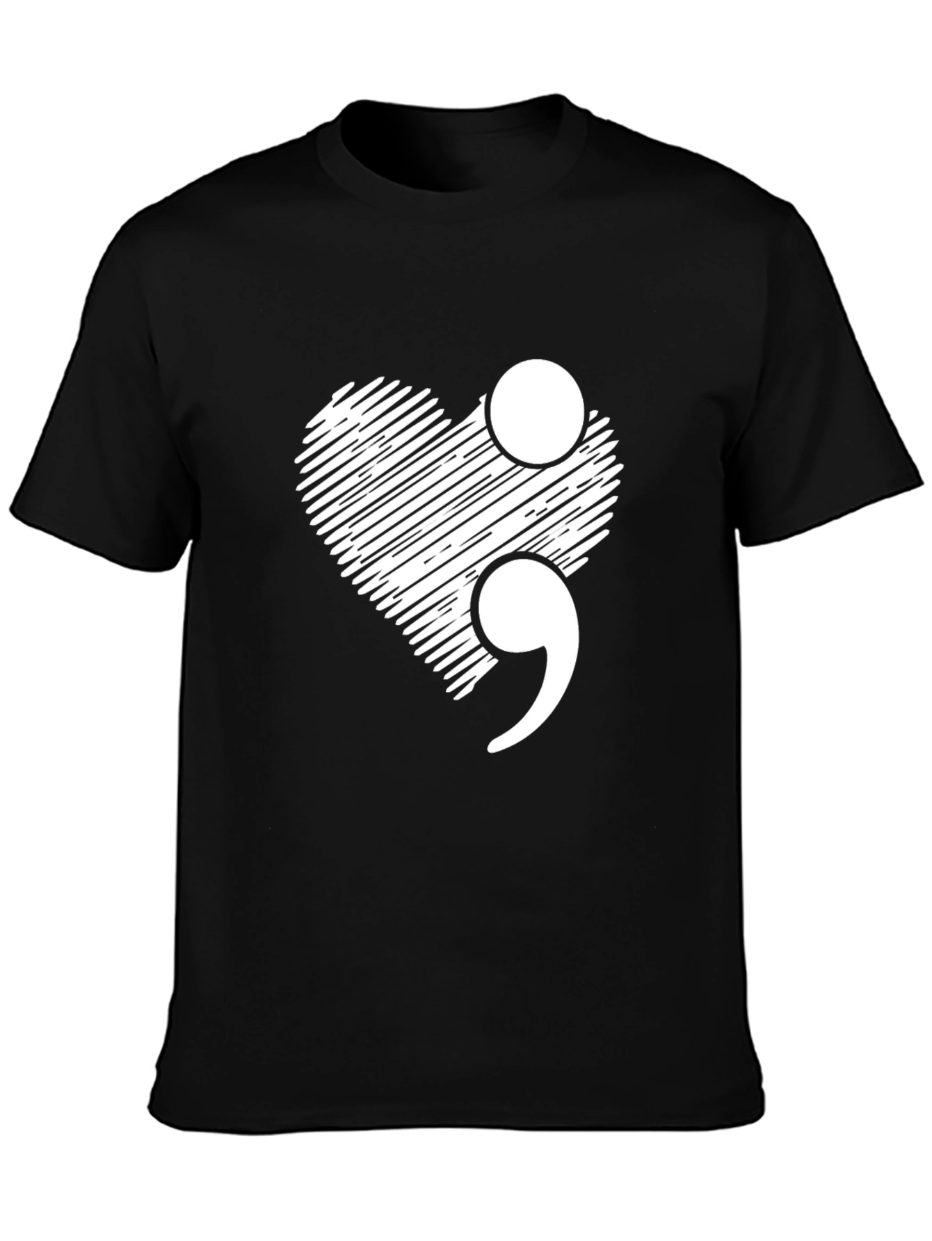 Black Semicolon Heart Graphic Tee - Mental Health Awareness view 3