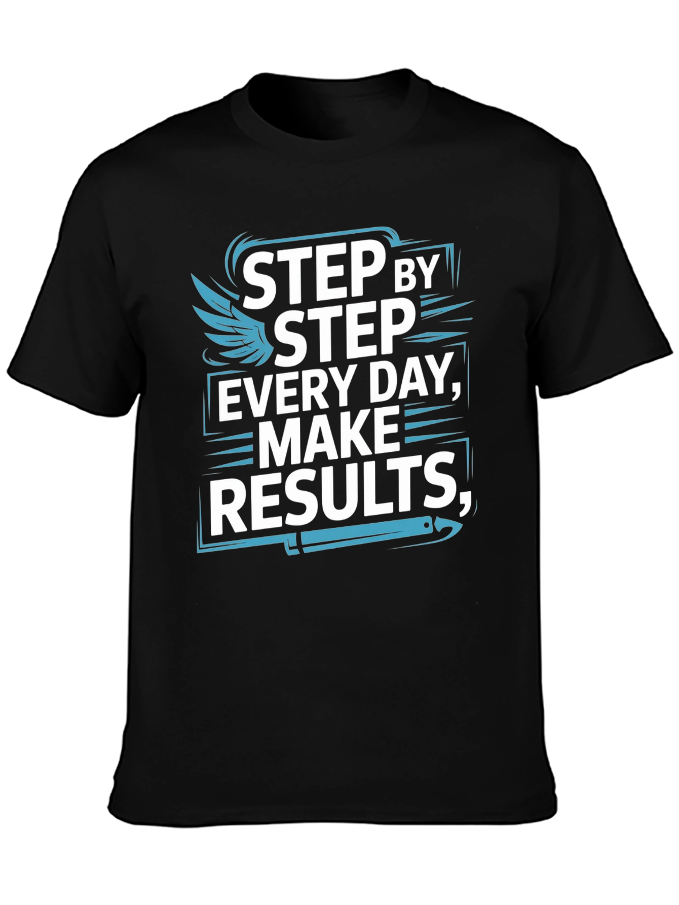 Black Step by Step Results T-Shirt - Motivational Design view 3