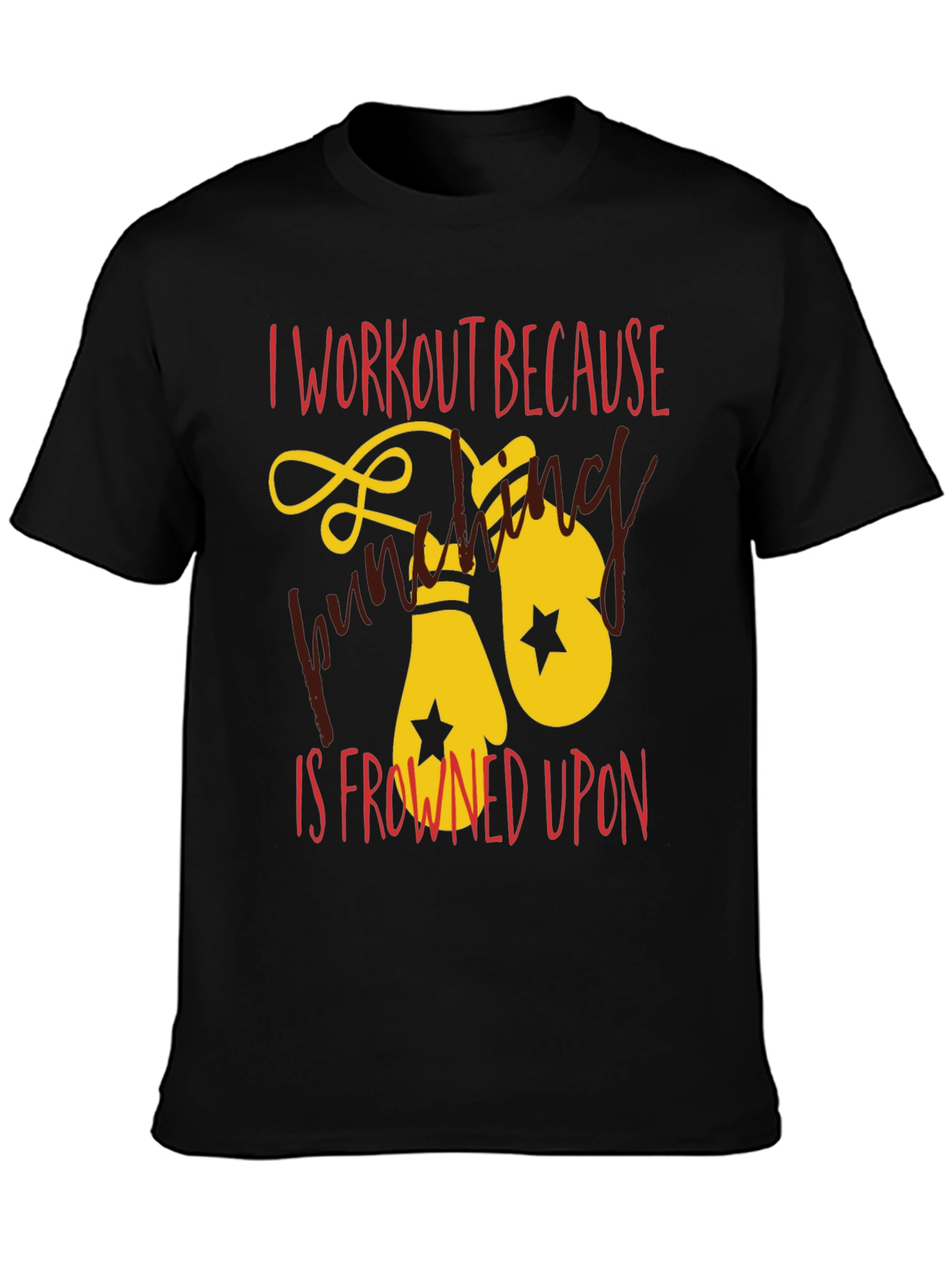 Black Workout Boxing Gloves T-Shirt view 3