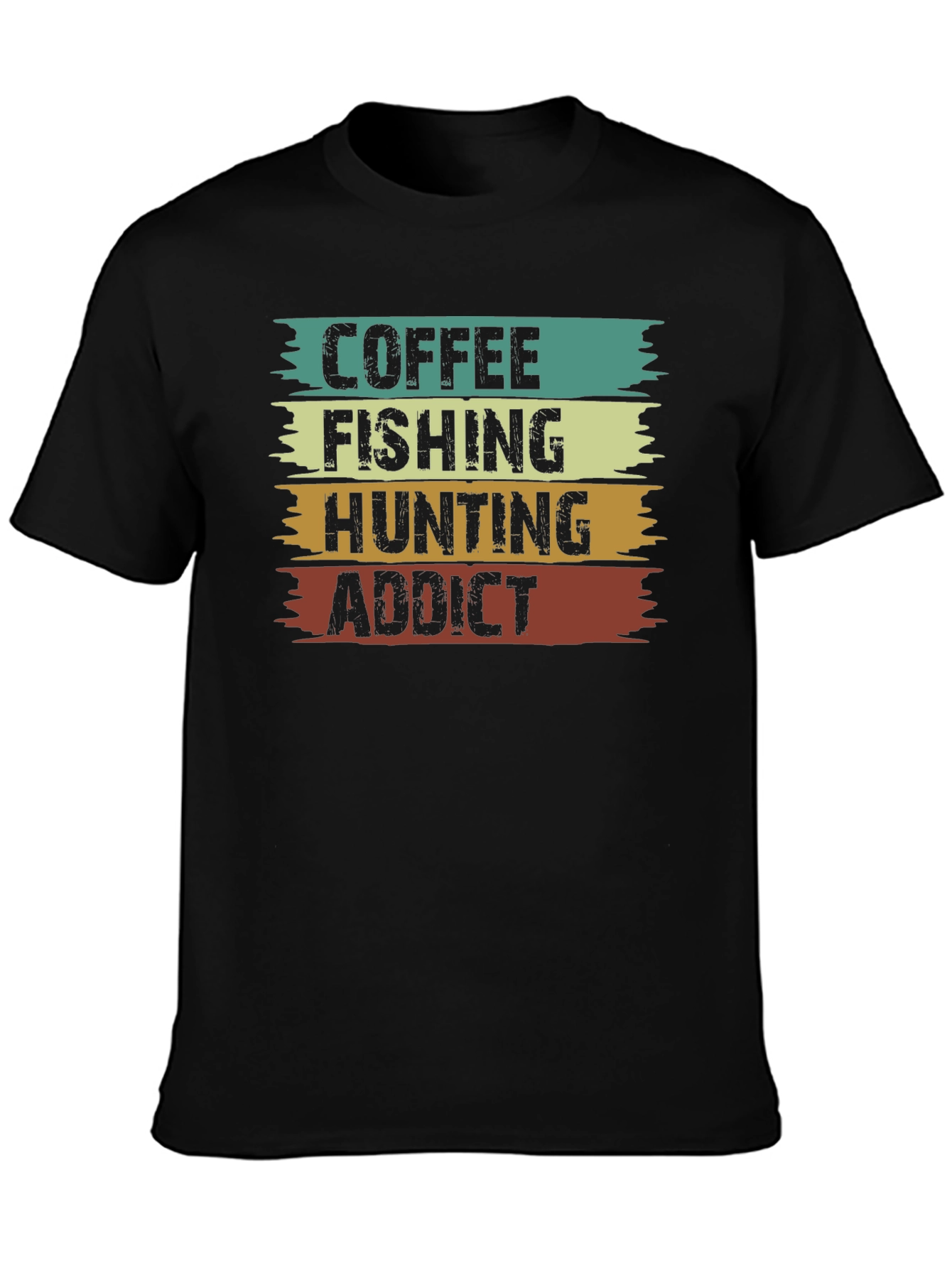 Black Coffee Fishing Hunting Addict Tee view 3