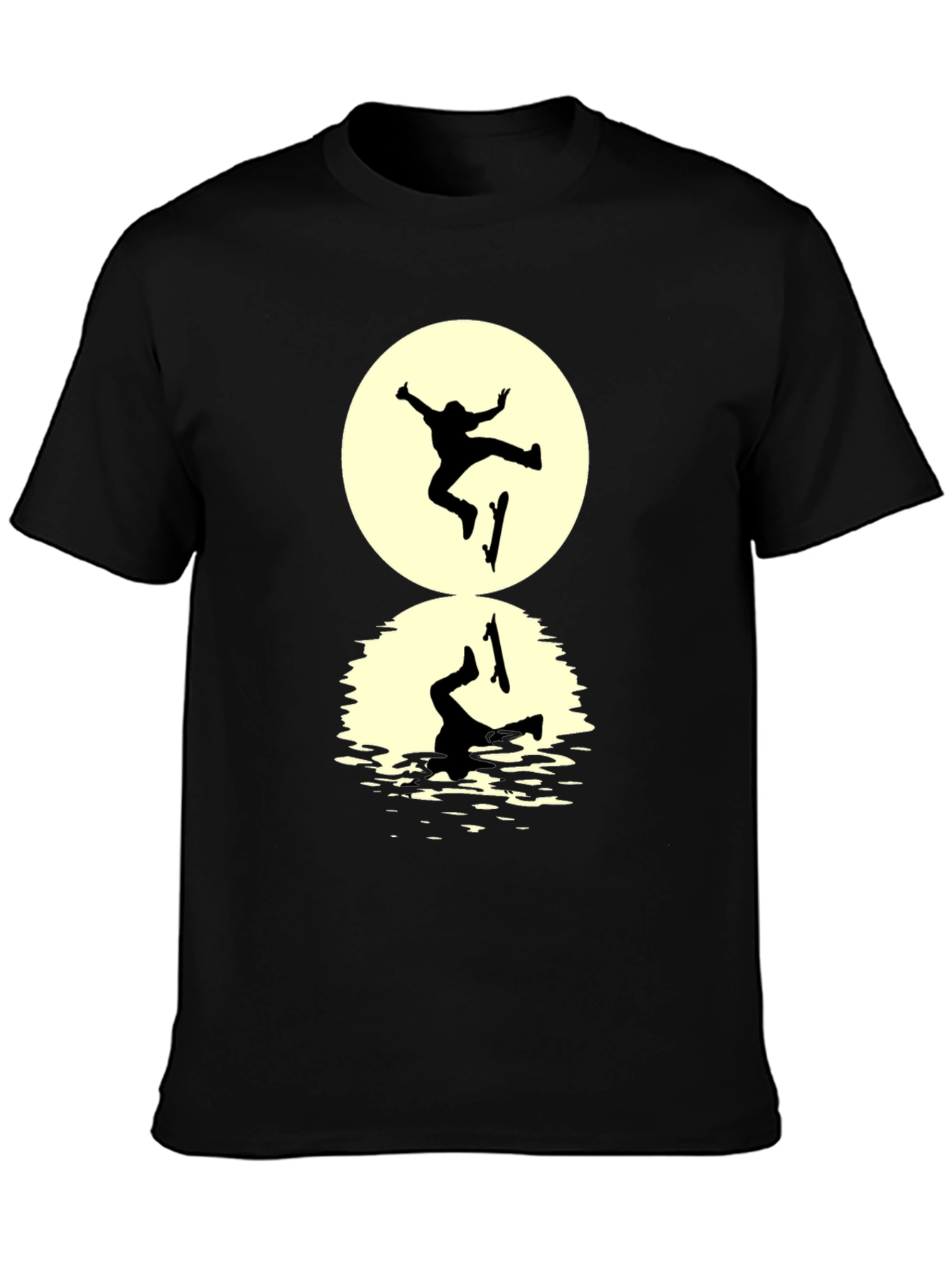Black Skateboarder Silhouette T-Shirt - Black Graphic Tee view 3