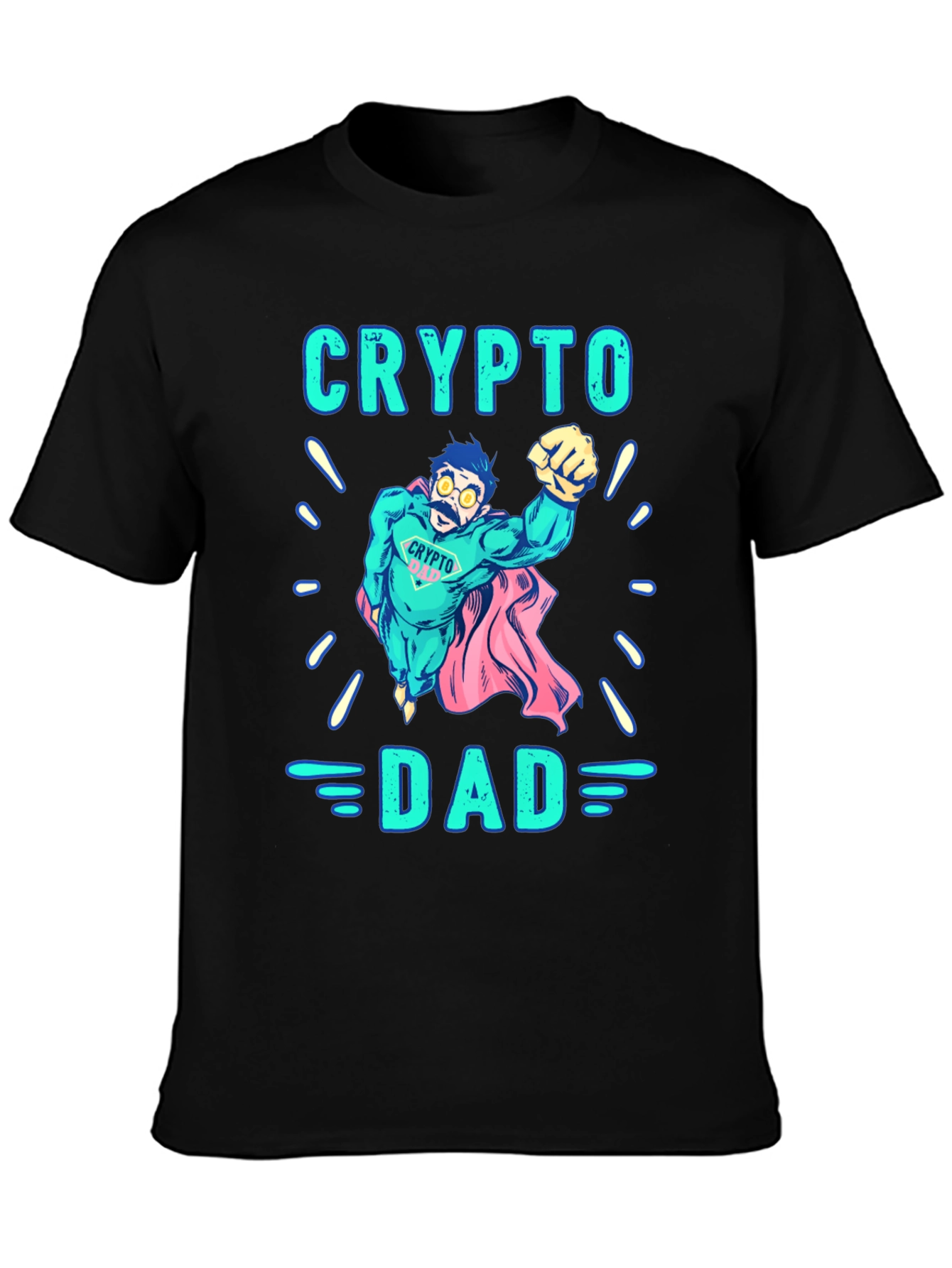 Black Crypto Dad Superhero Black Graphic Tee view 3