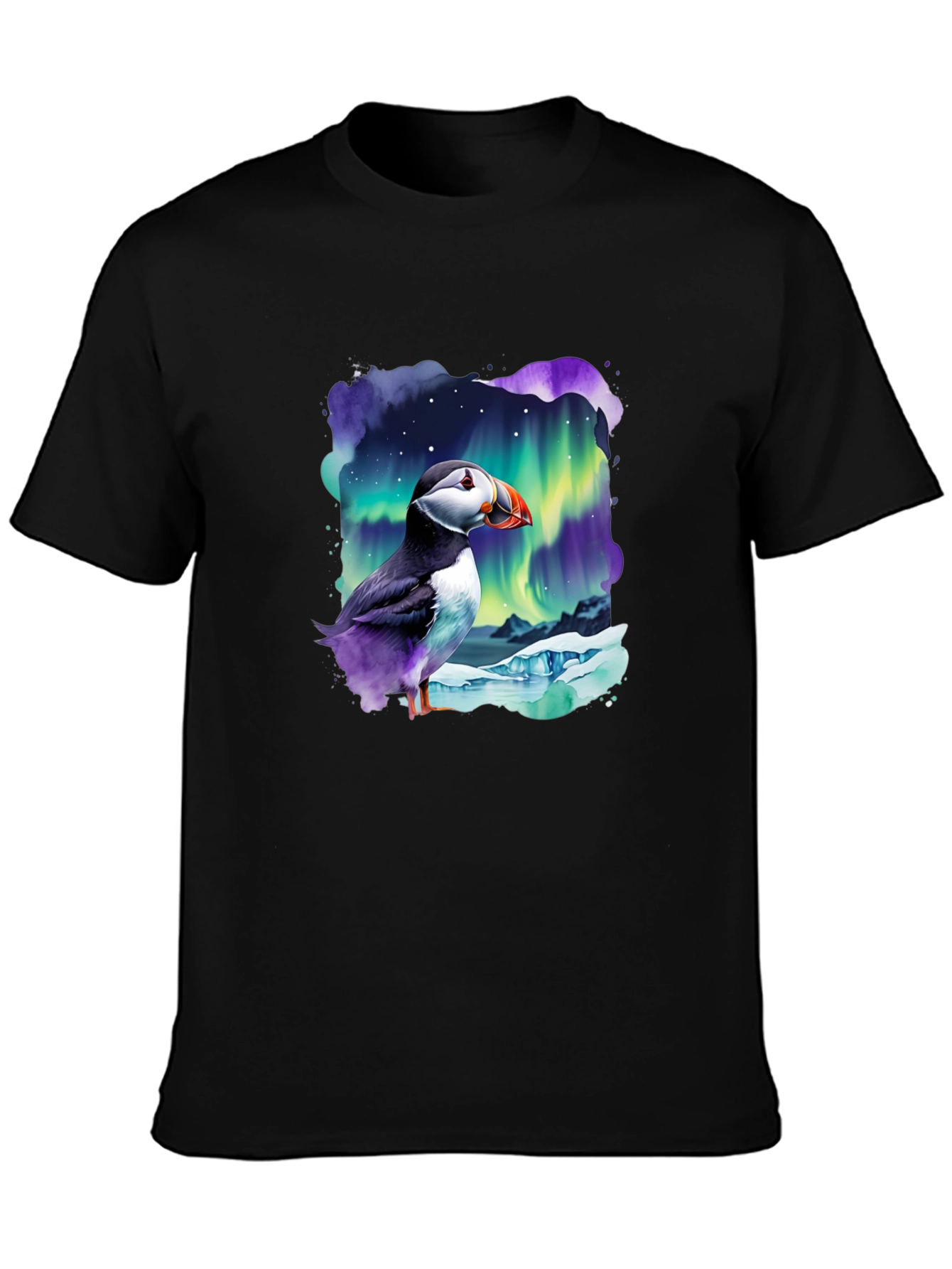 Puffin Aurora T-Shirt - Northern Lights Design - 3