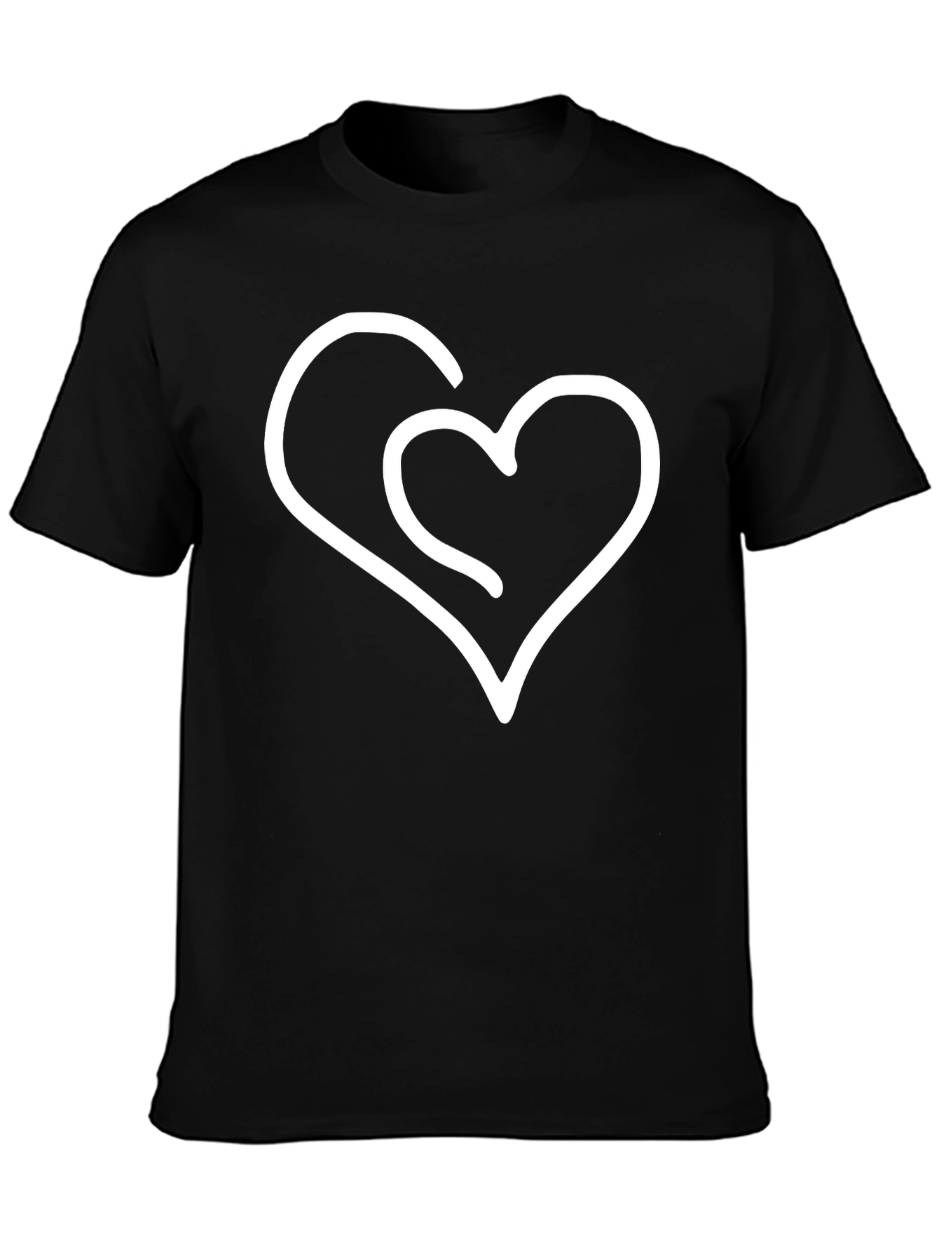 Black Heart Outline Graphic Tee - Black Casual Shirt view 3