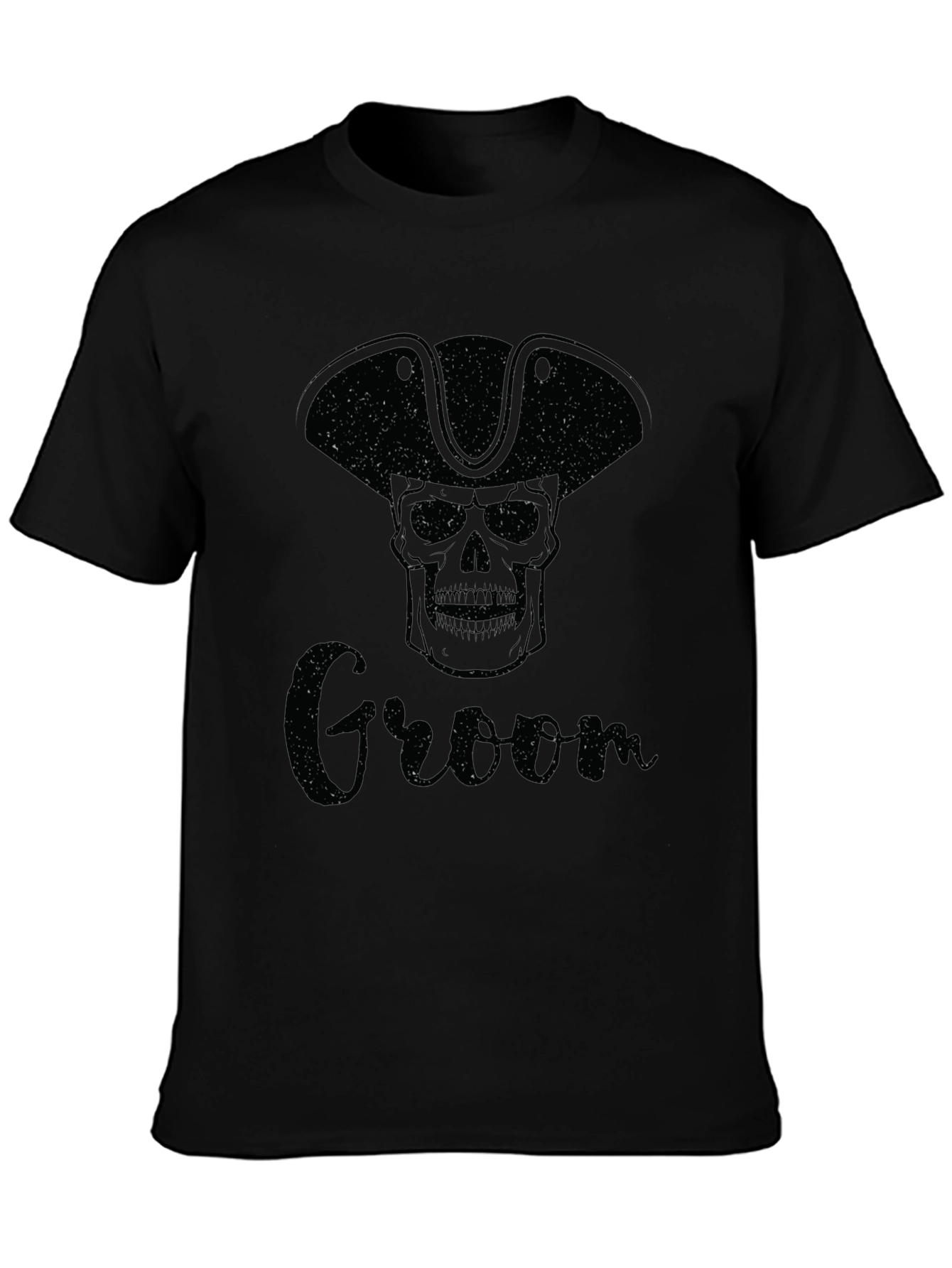 Black Groom Pirate Skull T-Shirt view 3