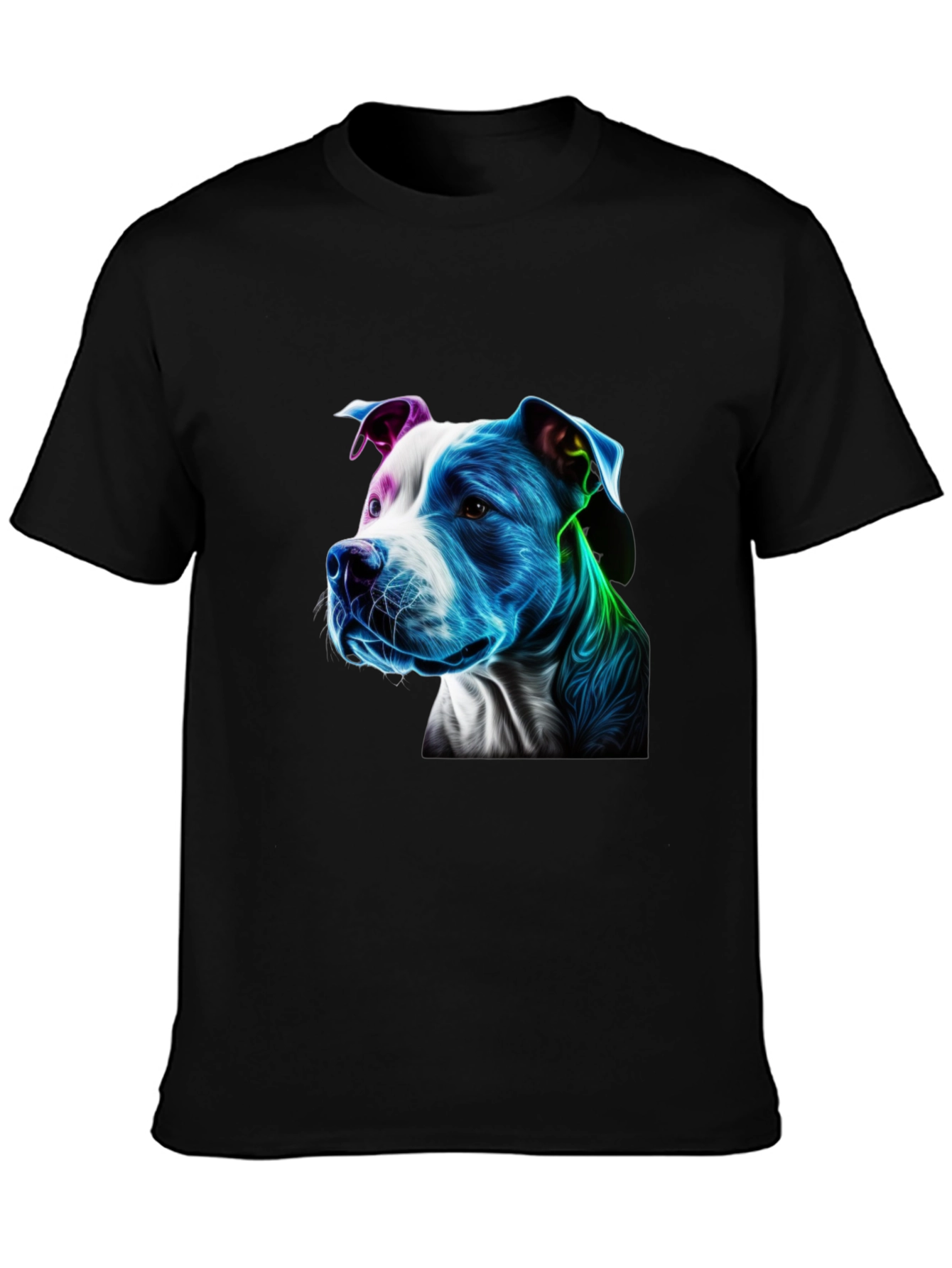 Black Vibrant Pitbull Graphic Black T-Shirt view 3