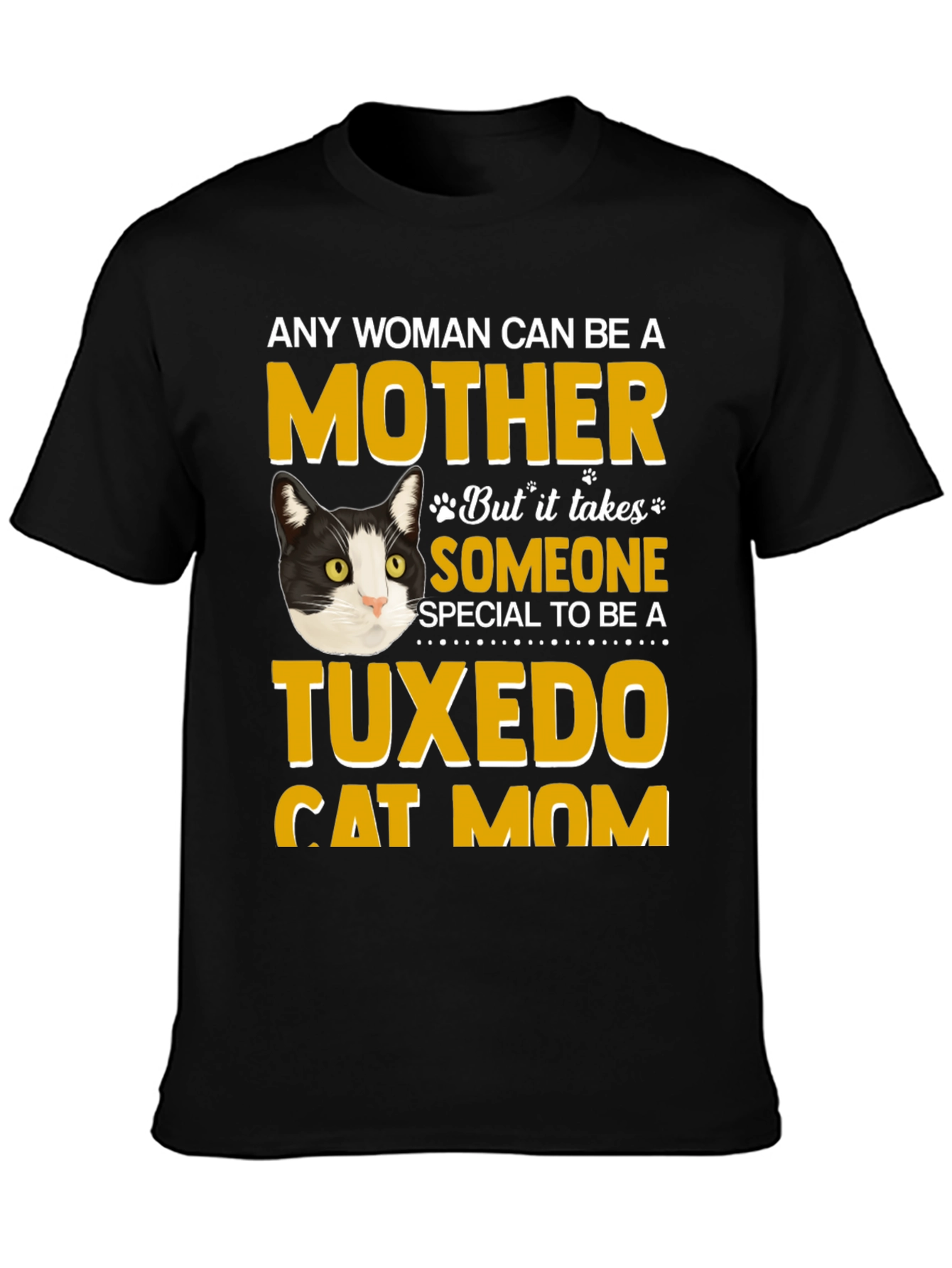 Black Tuxedo Cat Mom T-Shirt - Novelty Apparel view 3