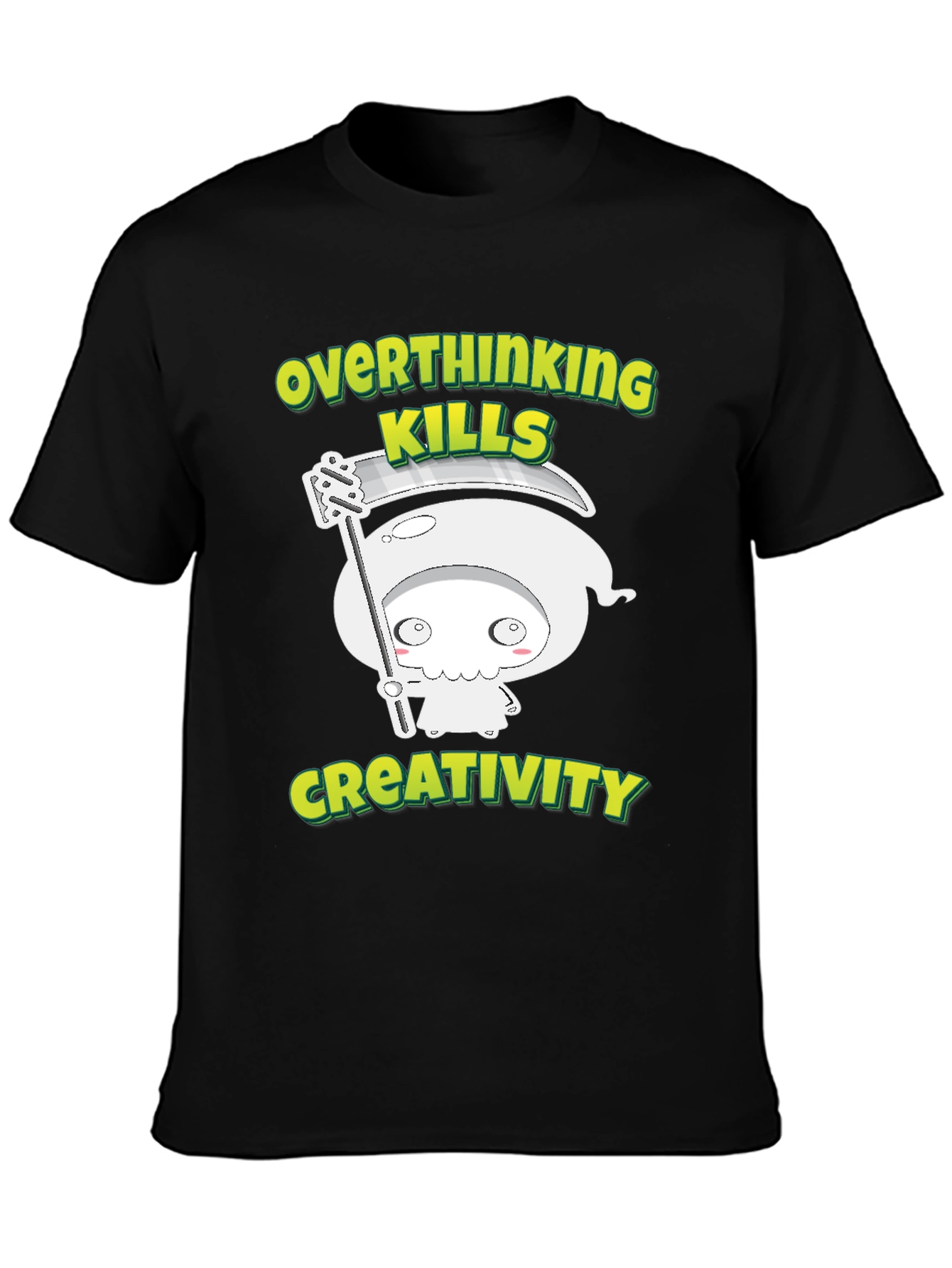 Black Overthinking Kills Creativity Graphic Tee view 3