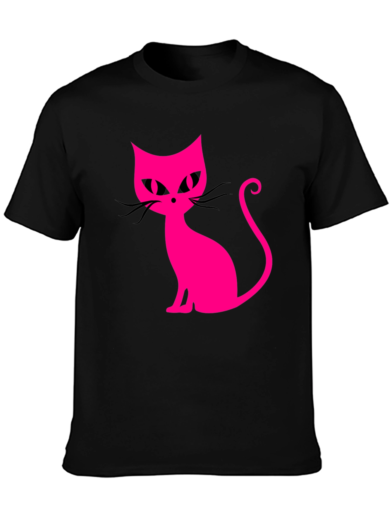 Black Cool Cat Tee - Pink Graphic on Black view 3