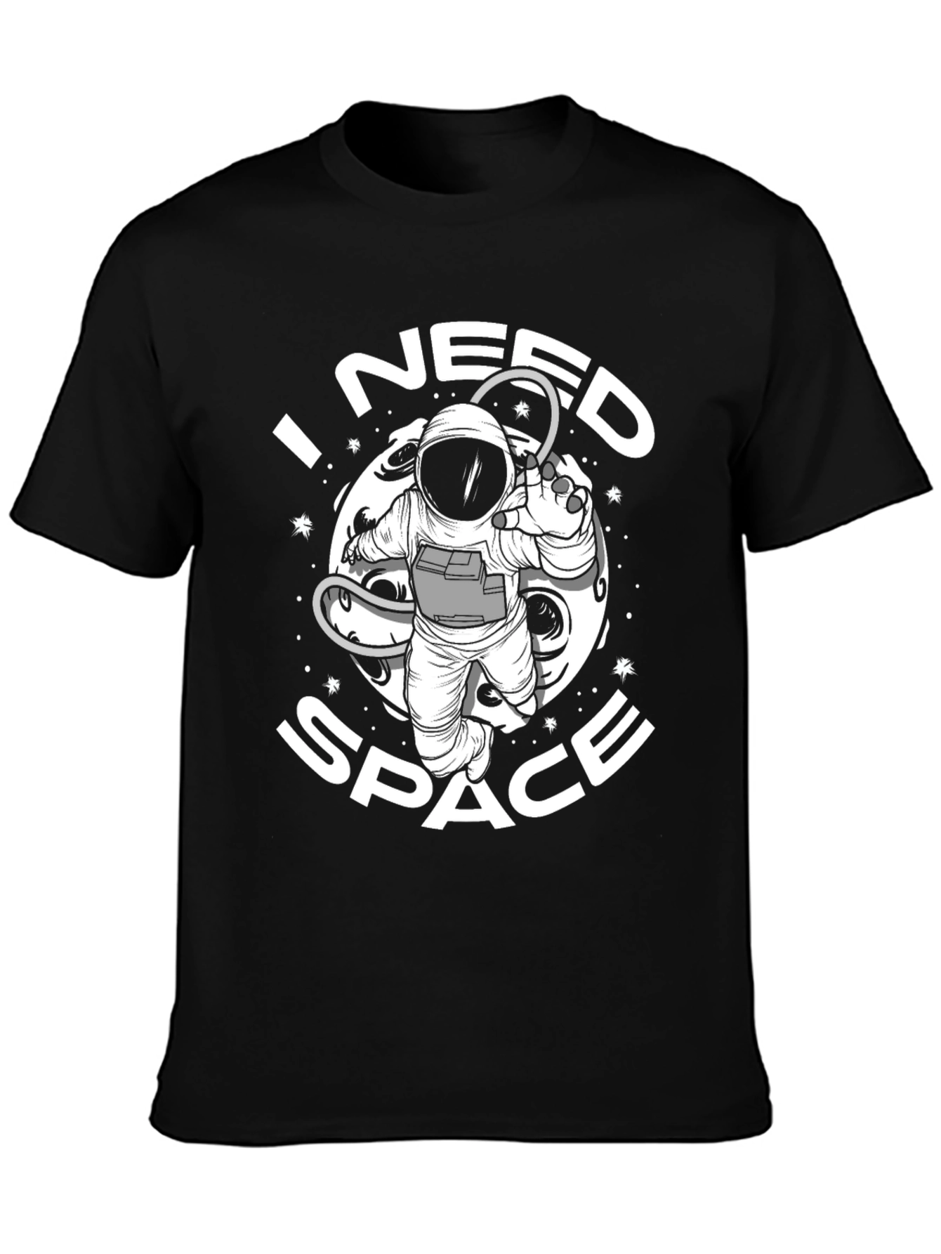 Black I Need Space T-Shirt - Astronaut Graphic Tee view 3